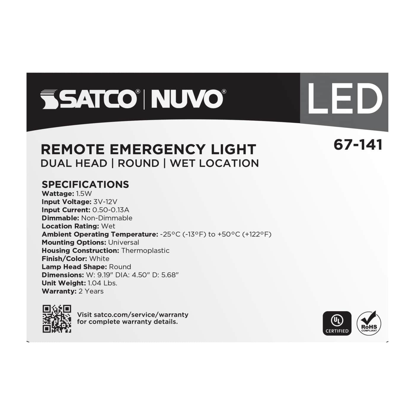 REMOTE EMERG LIGHT WP LP DH - 67-141