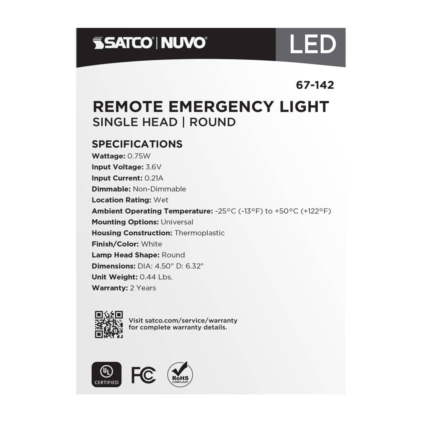 REMOTE EMERG LIGHT WP SV - 67-142