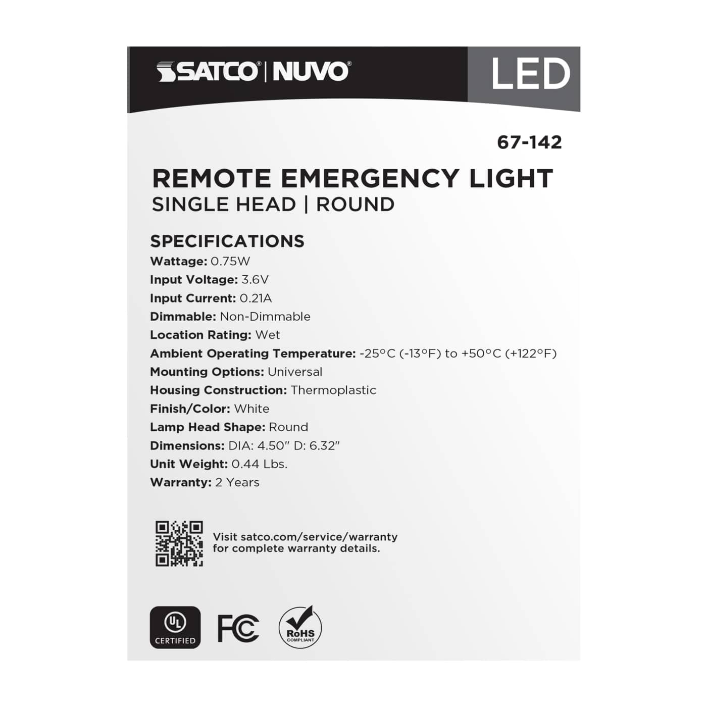 REMOTE EMERG LIGHT WP SV - 67-142