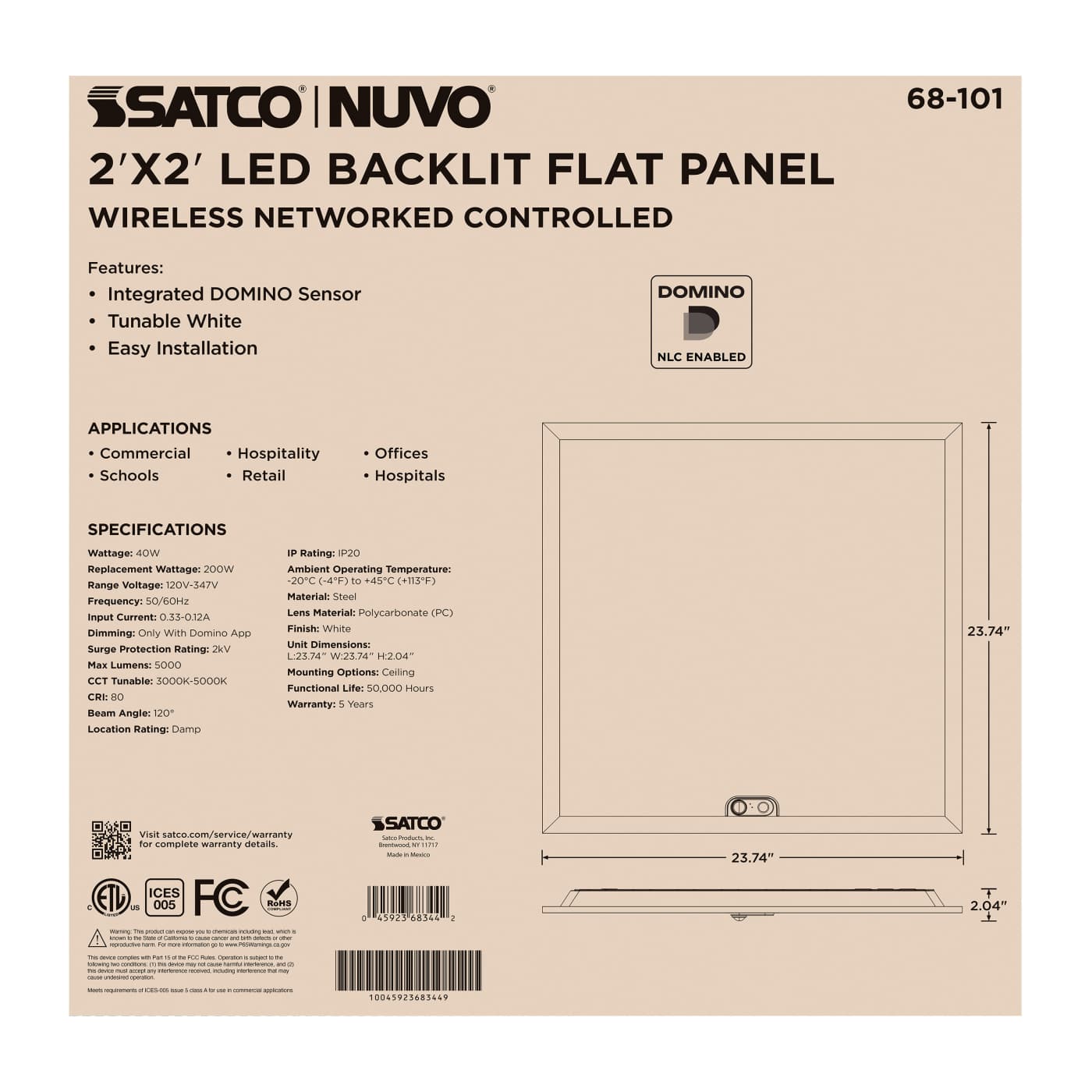 DOMINO 2X2 BACKLIT PANEL - 68-101