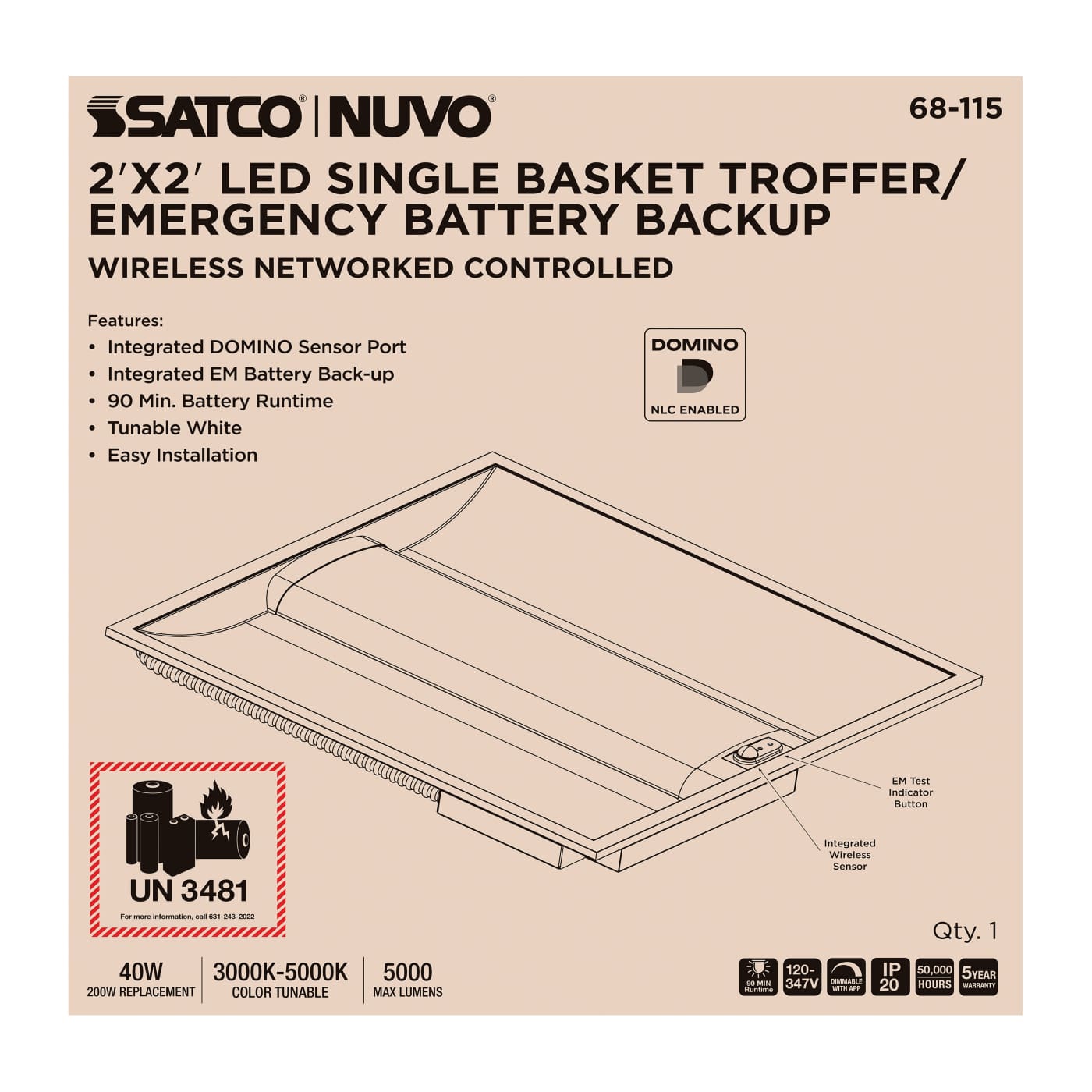 DOMINO 2X2 TROFFER-EM - 68-115