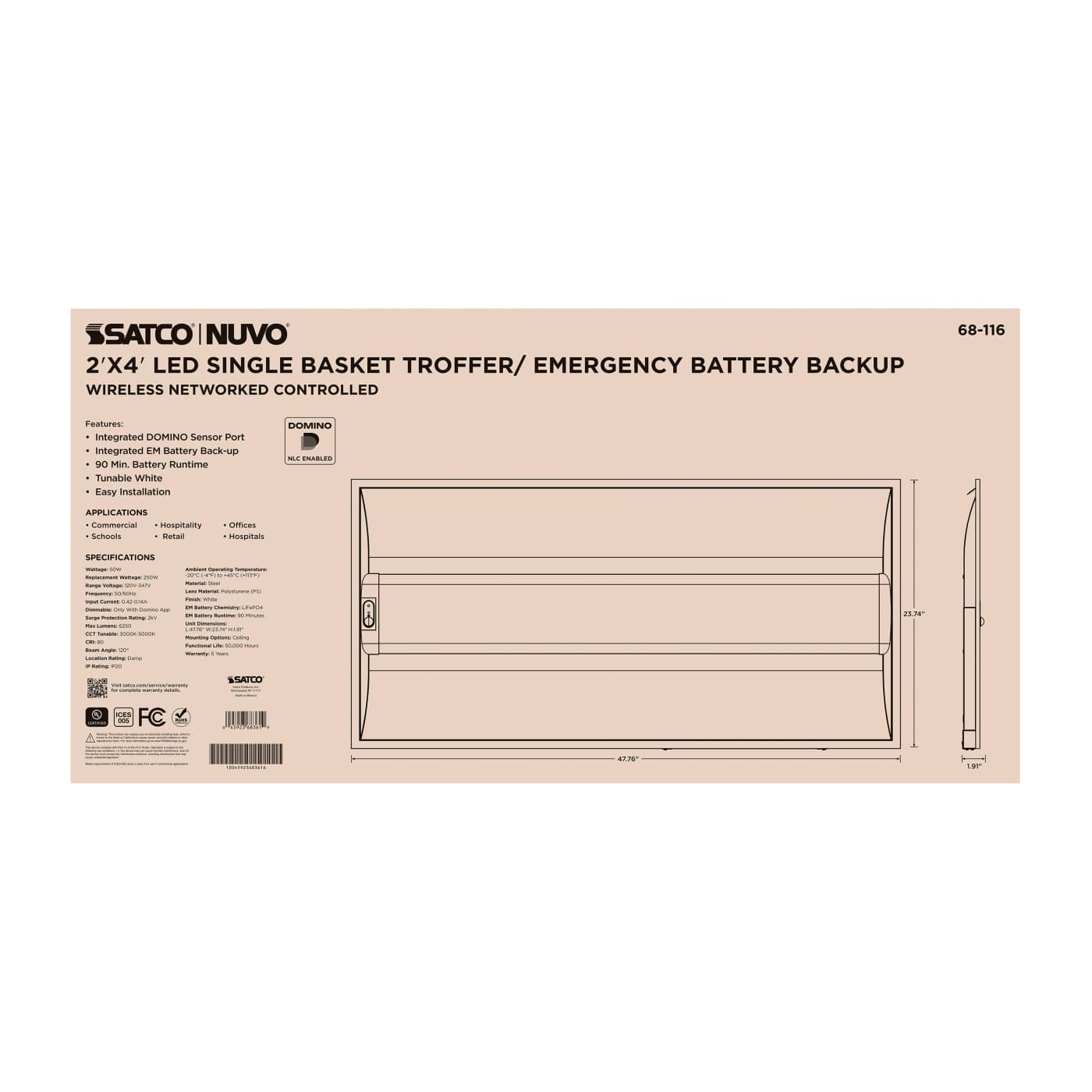 DOMINO 2X4 TROFFER-EM - 68-116