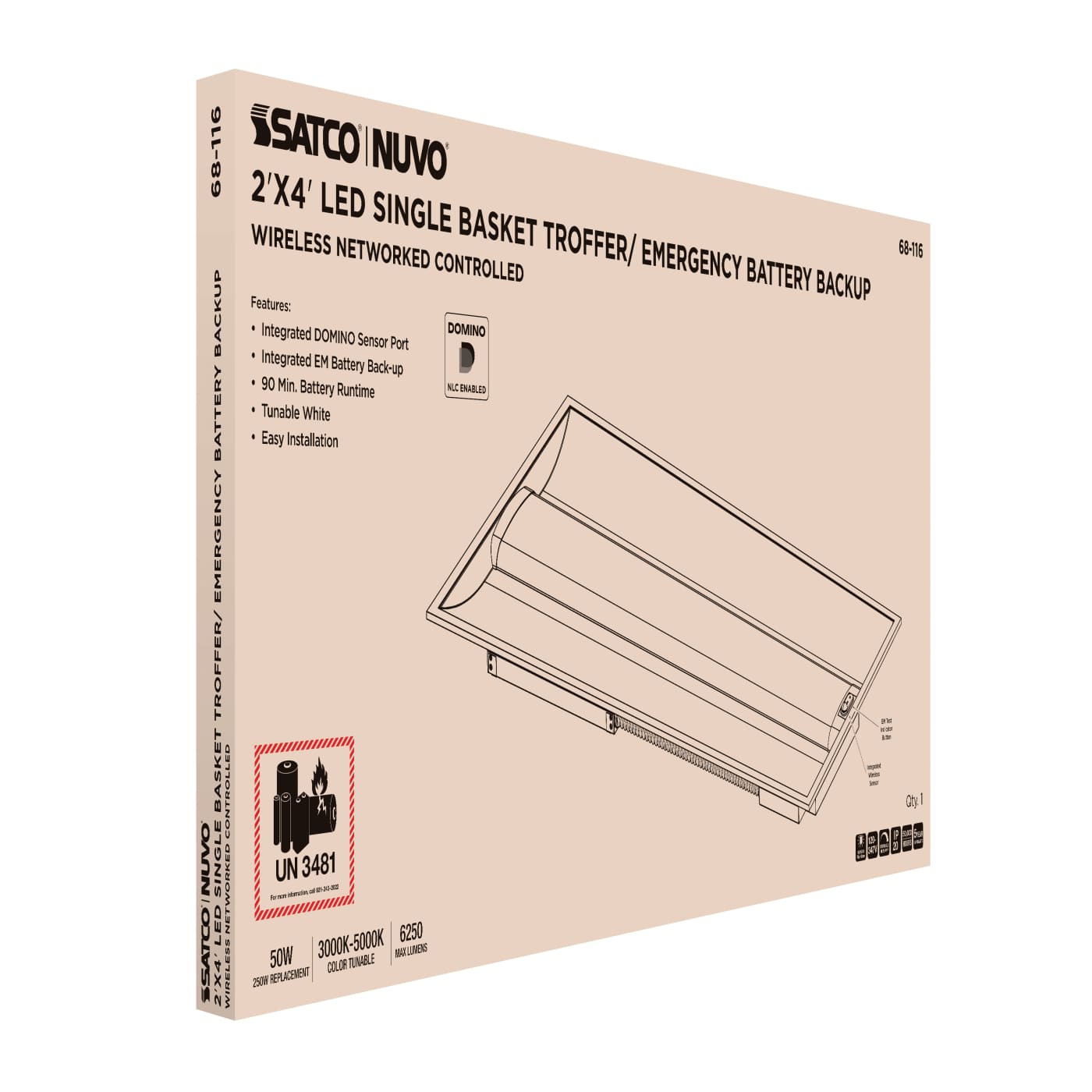 DOMINO 2X4 TROFFER-EM - 68-116