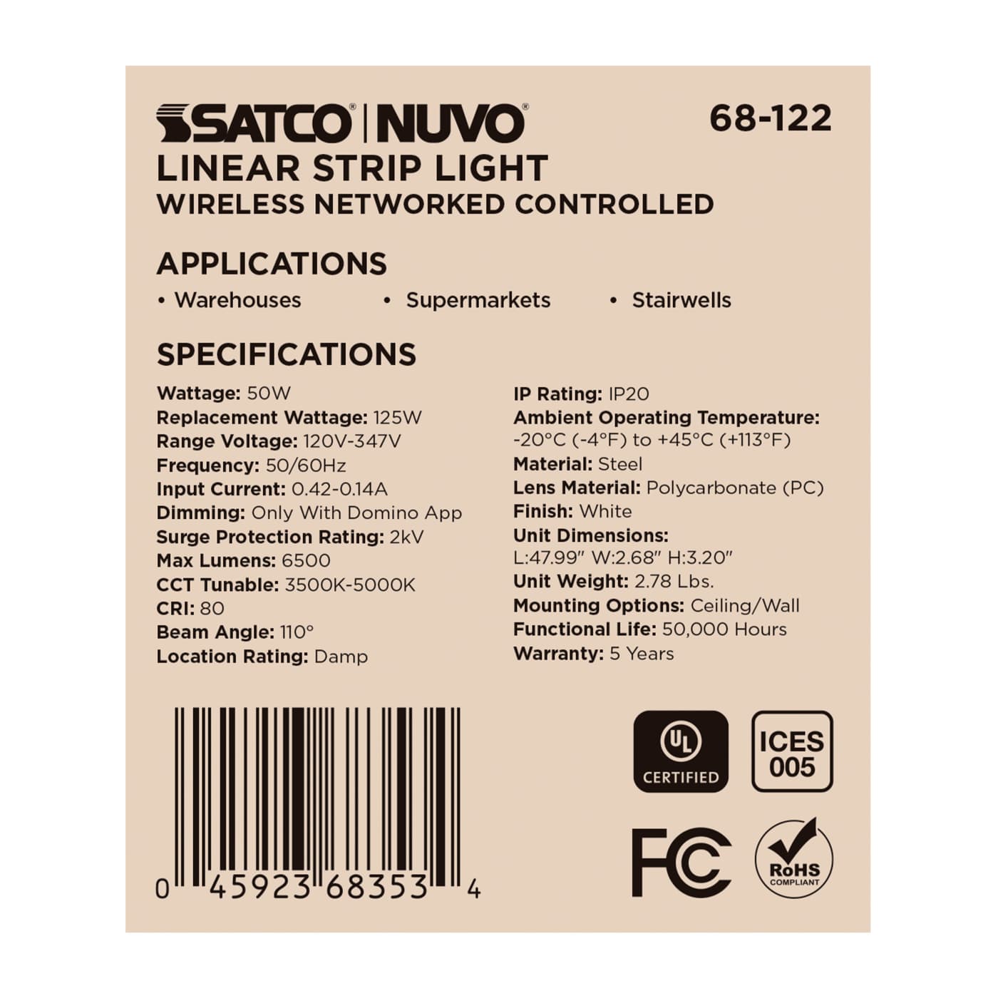 DOMINO 4FT LINEAR STRIP - 68-122