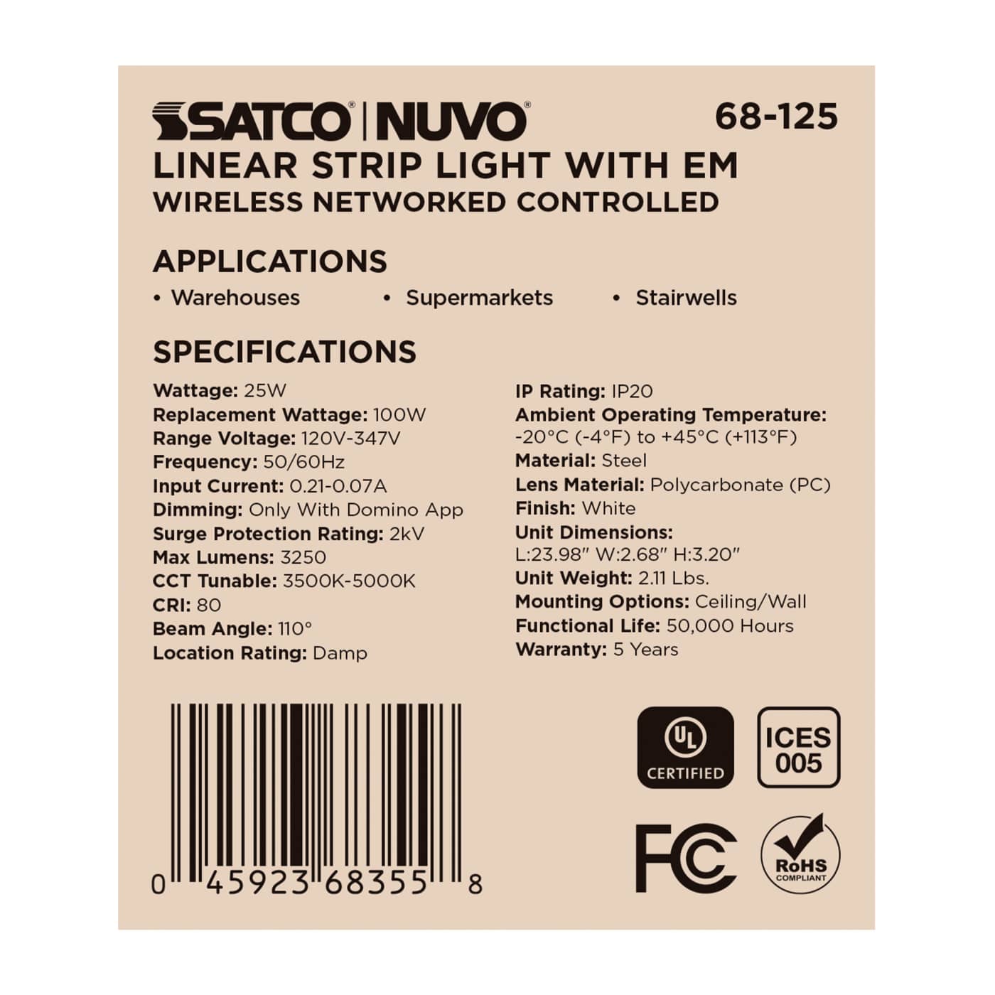 DOMINO 2FT LINEAR STRIP-EM - 68-125