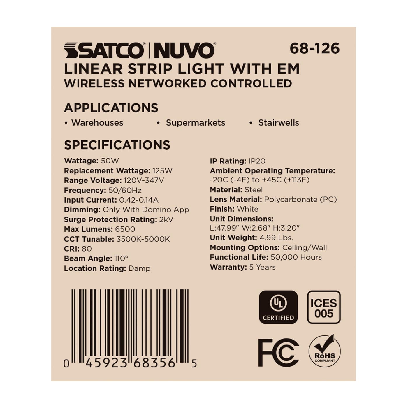 DOMINO 4FT LINEAR STRIP-EM - 68-126