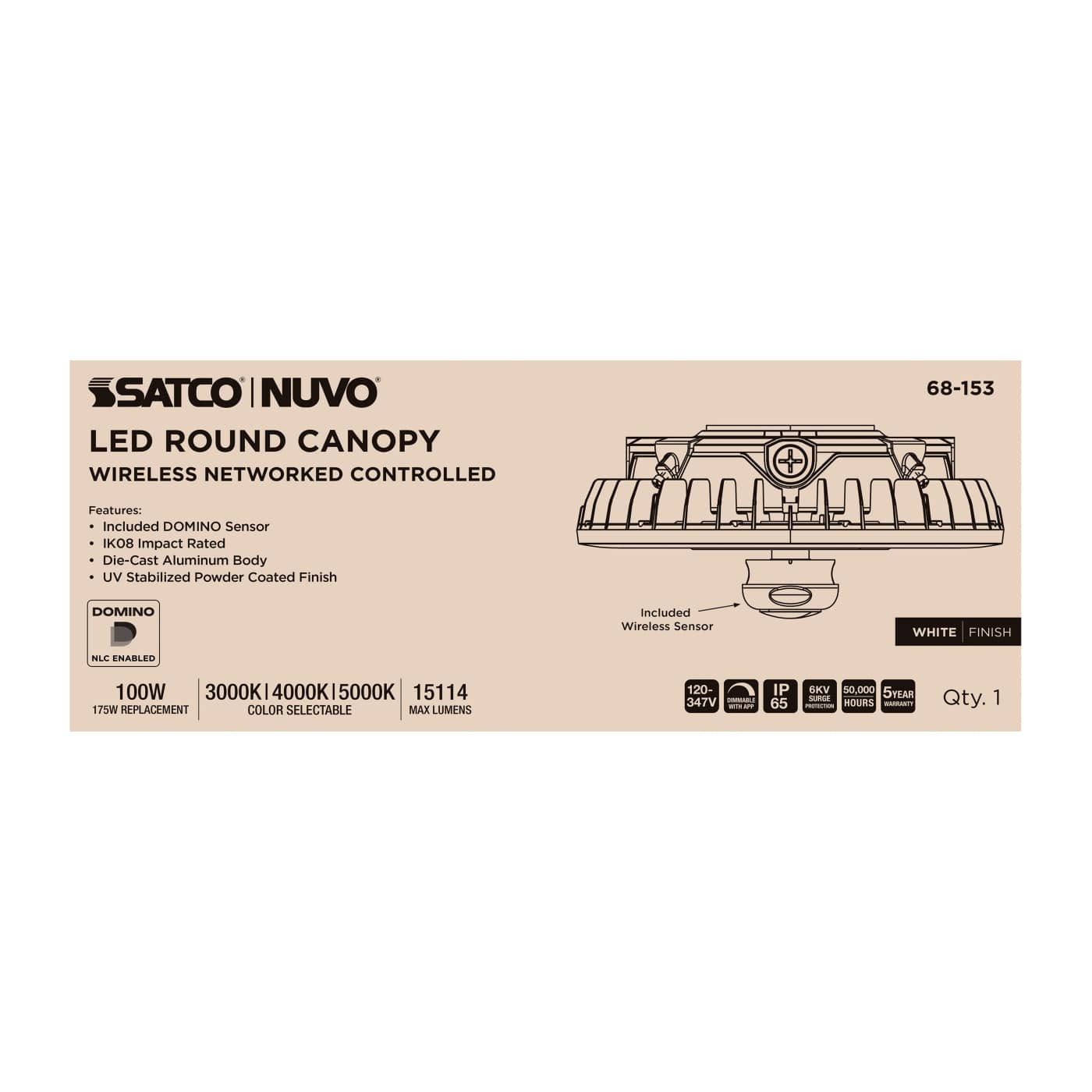 DOMINO 100W ROUND CANOPY LIGHT - 68-153