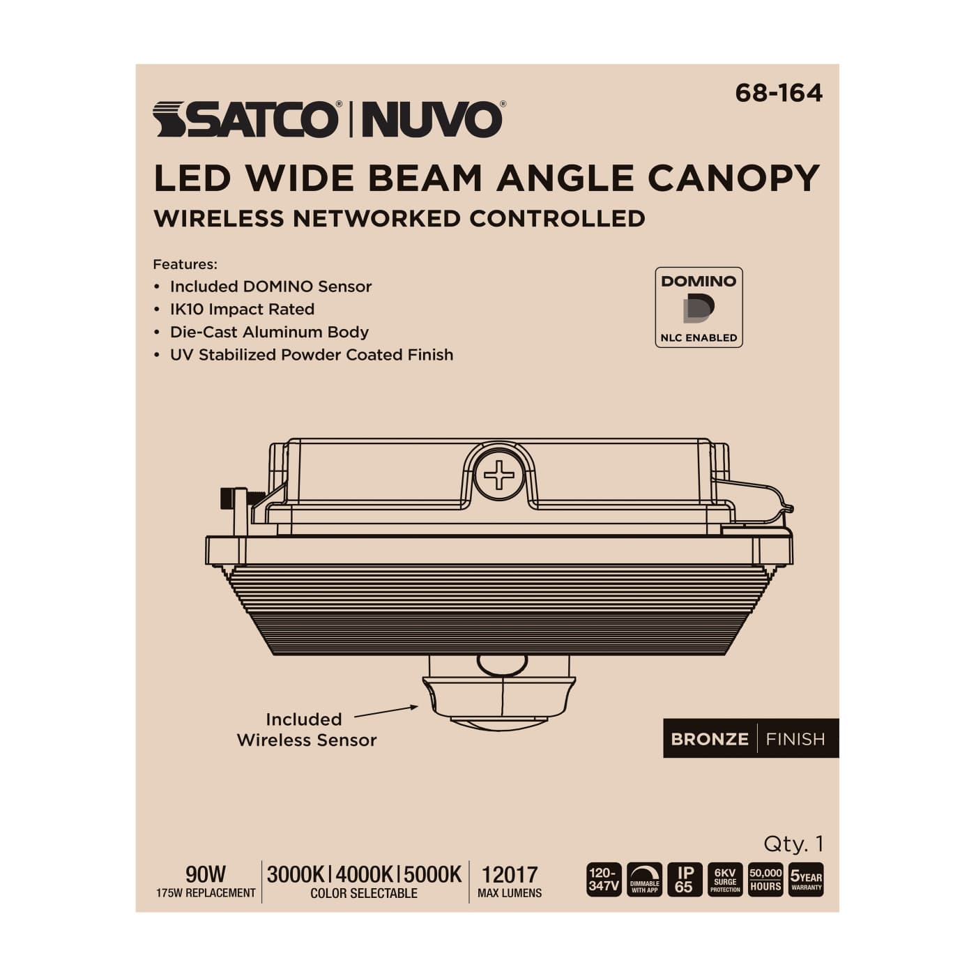 DOMINO WIDE BEAM CANOPY BRONZE - 68-164