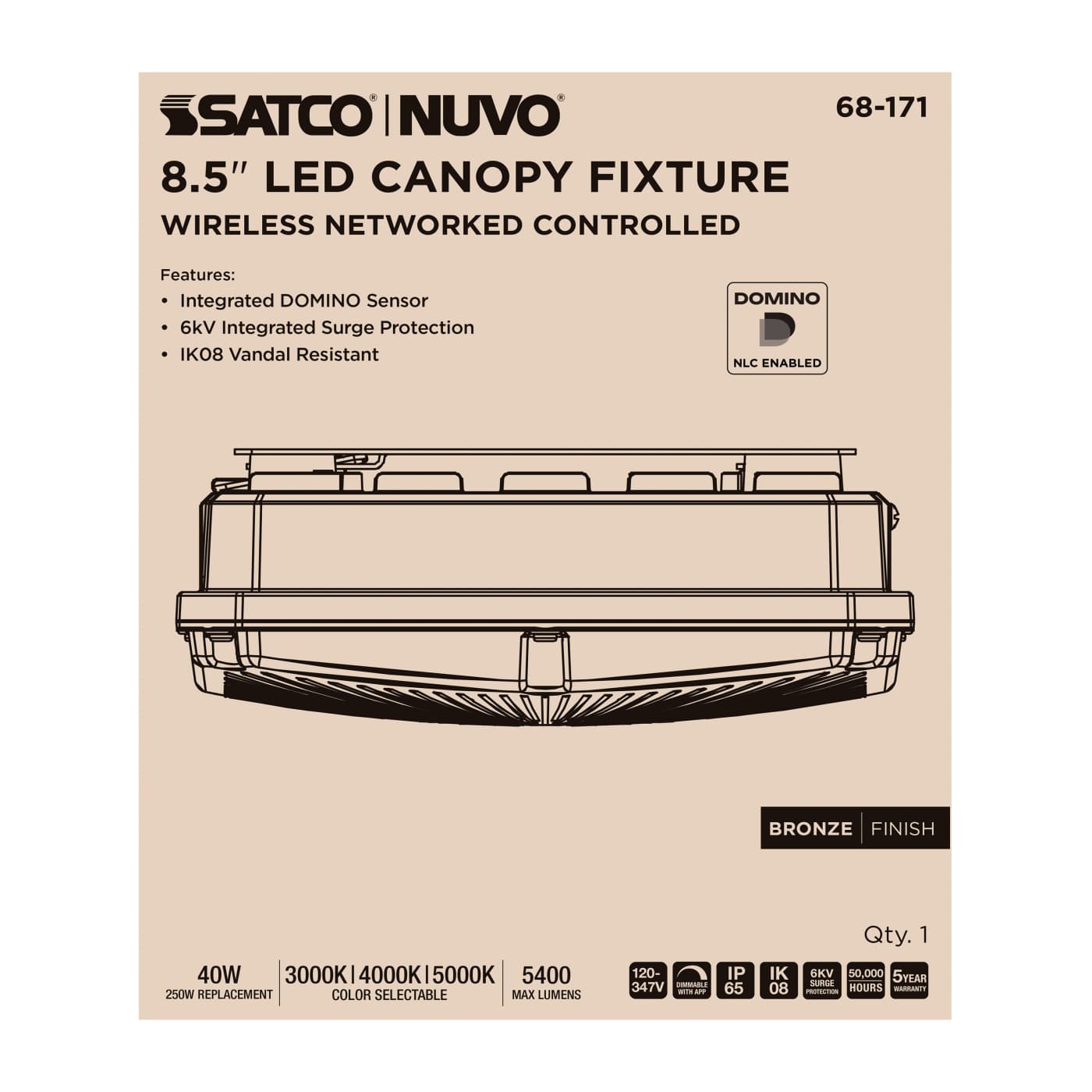 DOMINO 8.5" CANOPY LIGHT SQ - 68-171