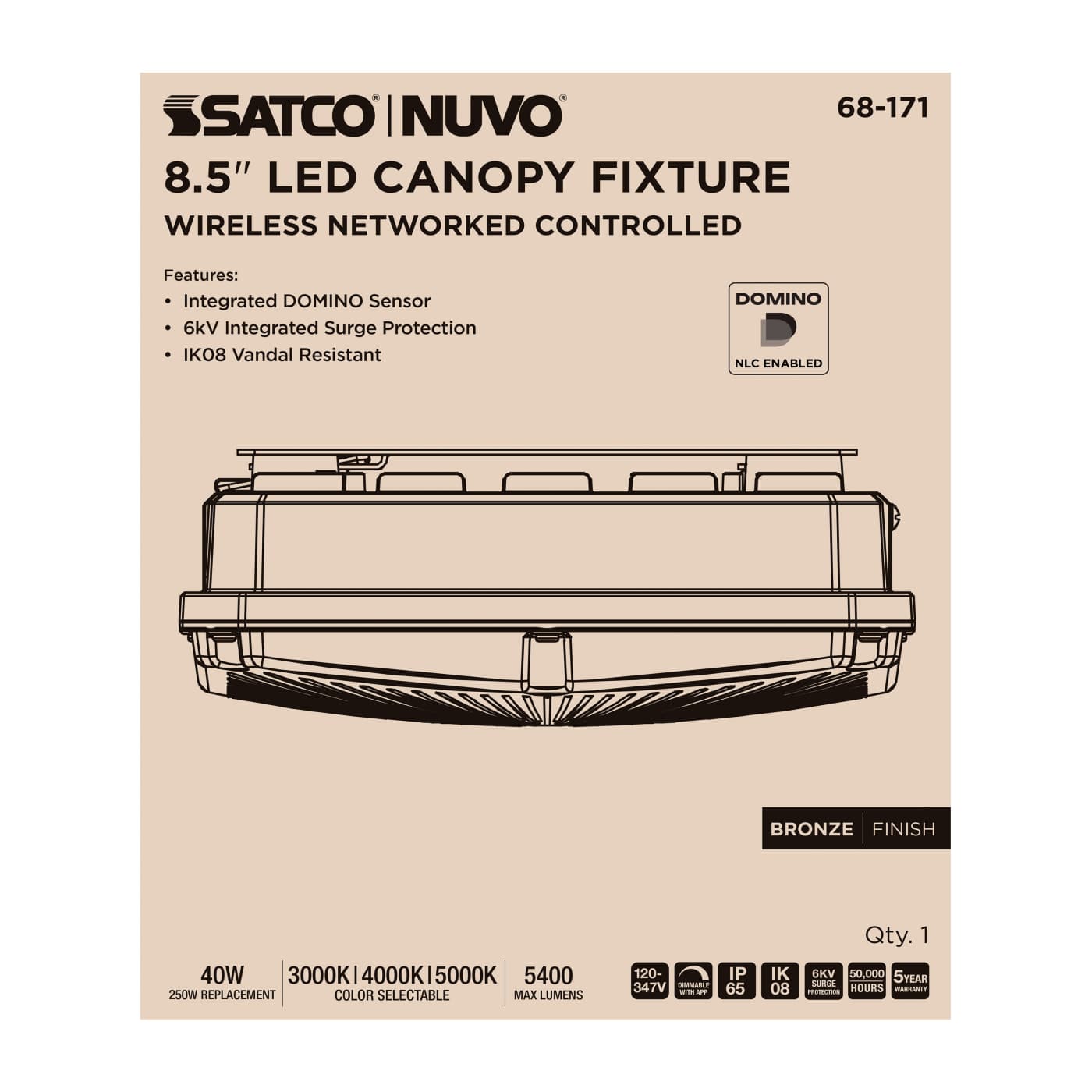 DOMINO 8.5" CANOPY LIGHT SQ - 68-171