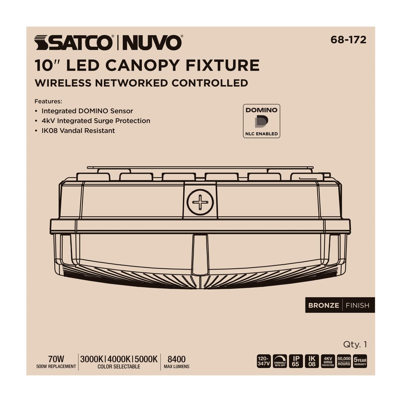 DOMINO 10" CANOPY LIGHT SQ - 68-172