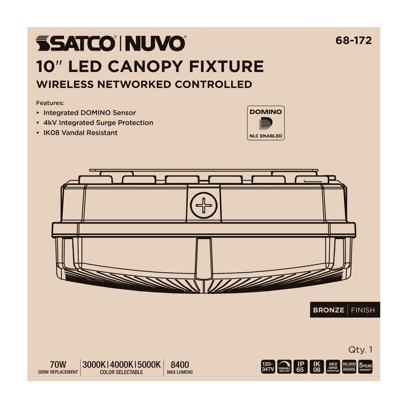 DOMINO 10" CANOPY LIGHT SQ - 68-172