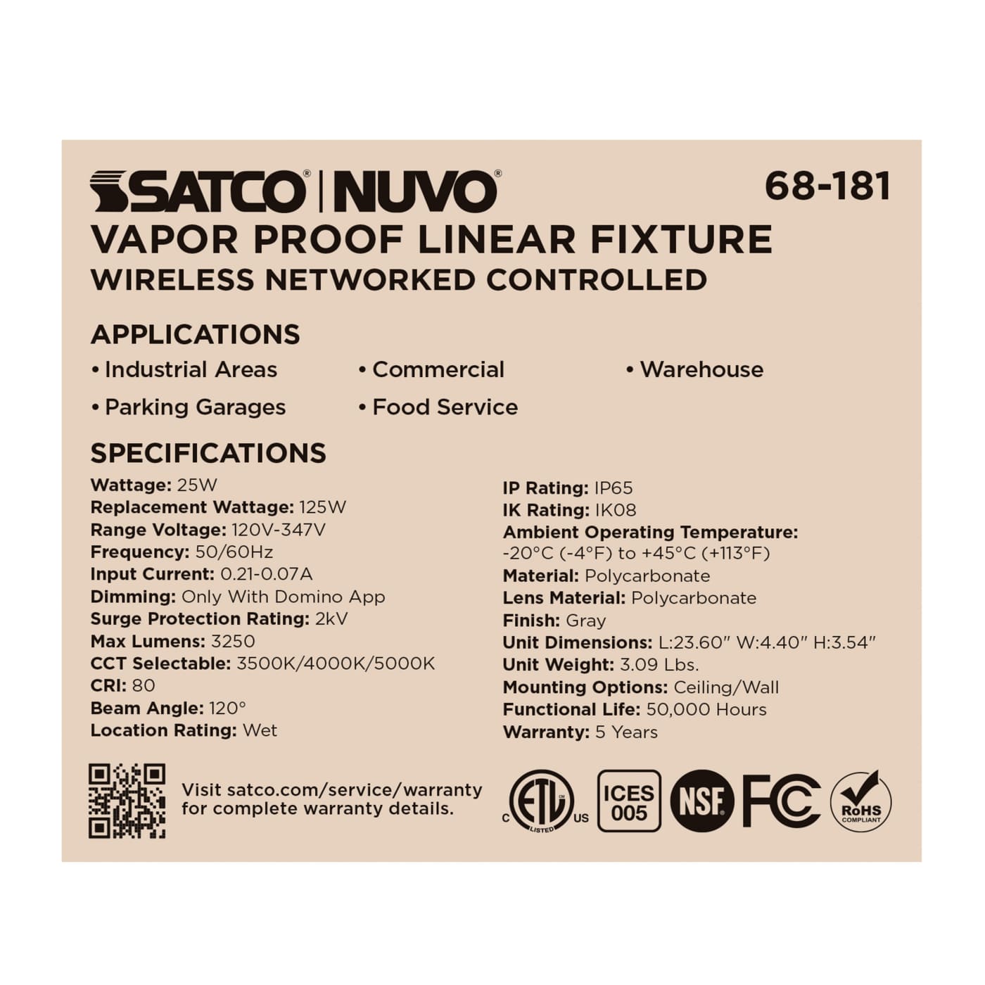 DOMINO 2FT VAPOR TIGHT - 68-181