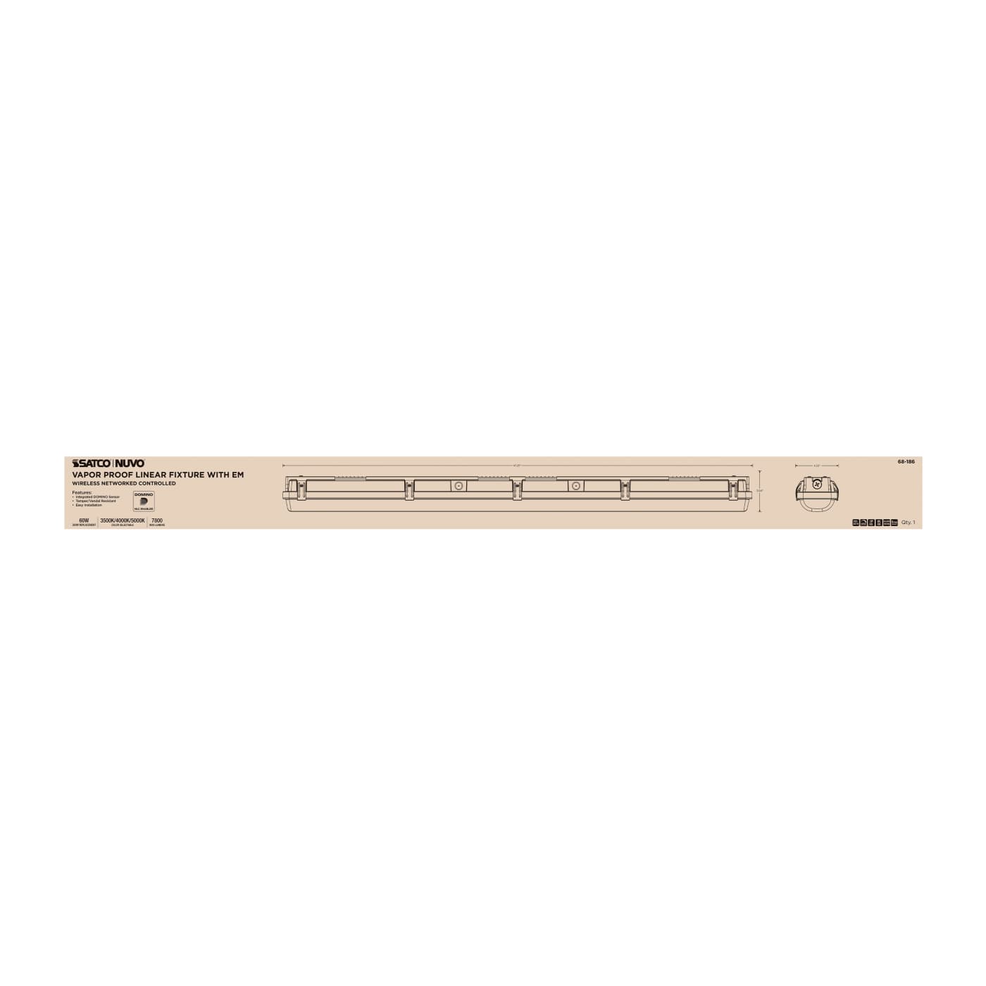 DOMINO 4FT VAPOR TIGHT-EM - 68-186