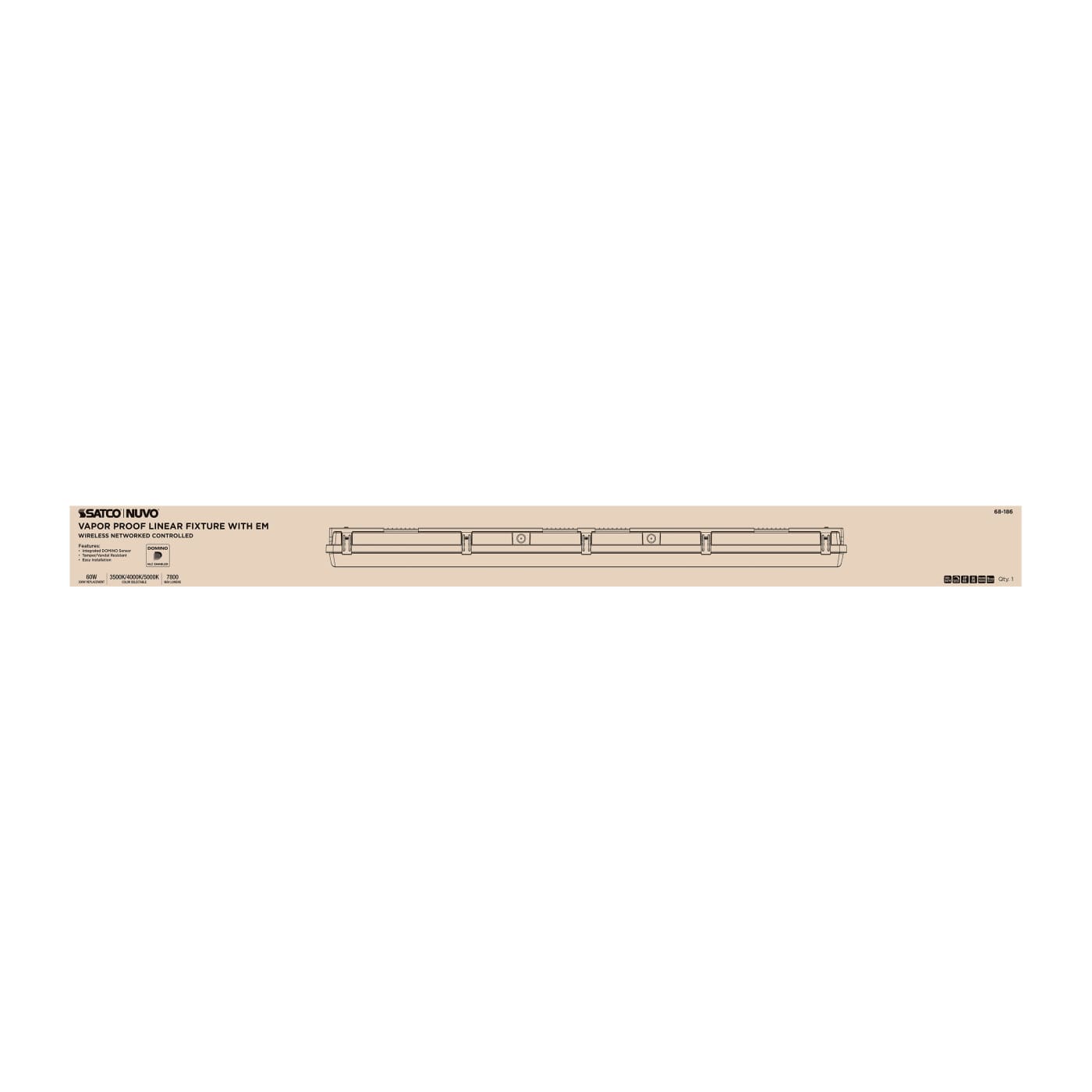 DOMINO 4FT VAPOR TIGHT-EM - 68-186