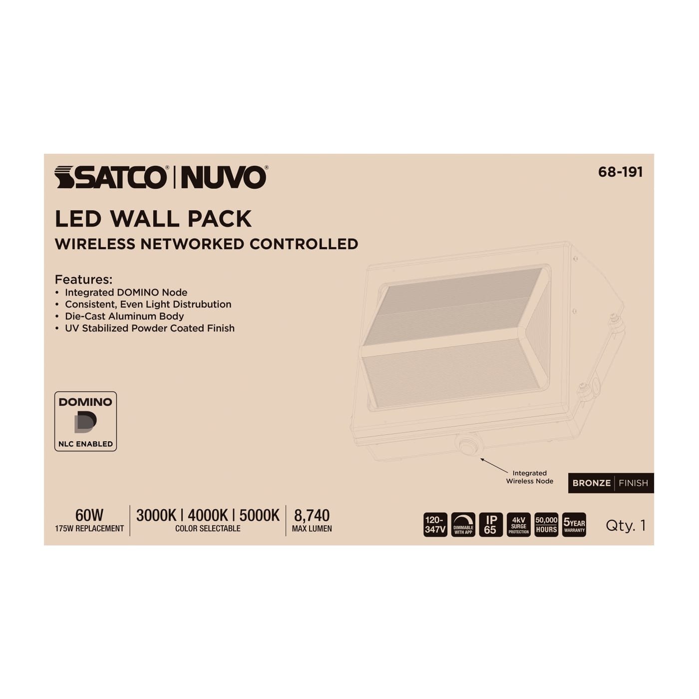 DOMINO WALL PACK 120-347V - 68-191