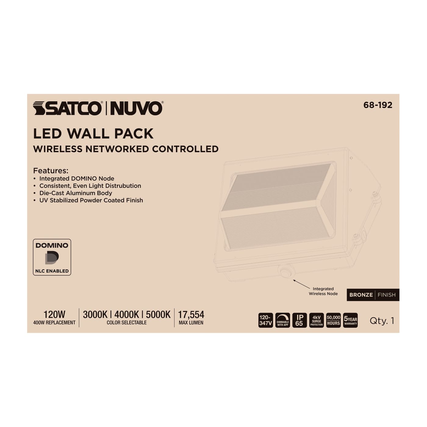 DOMINO WALL PACK 120-347V - 68-192