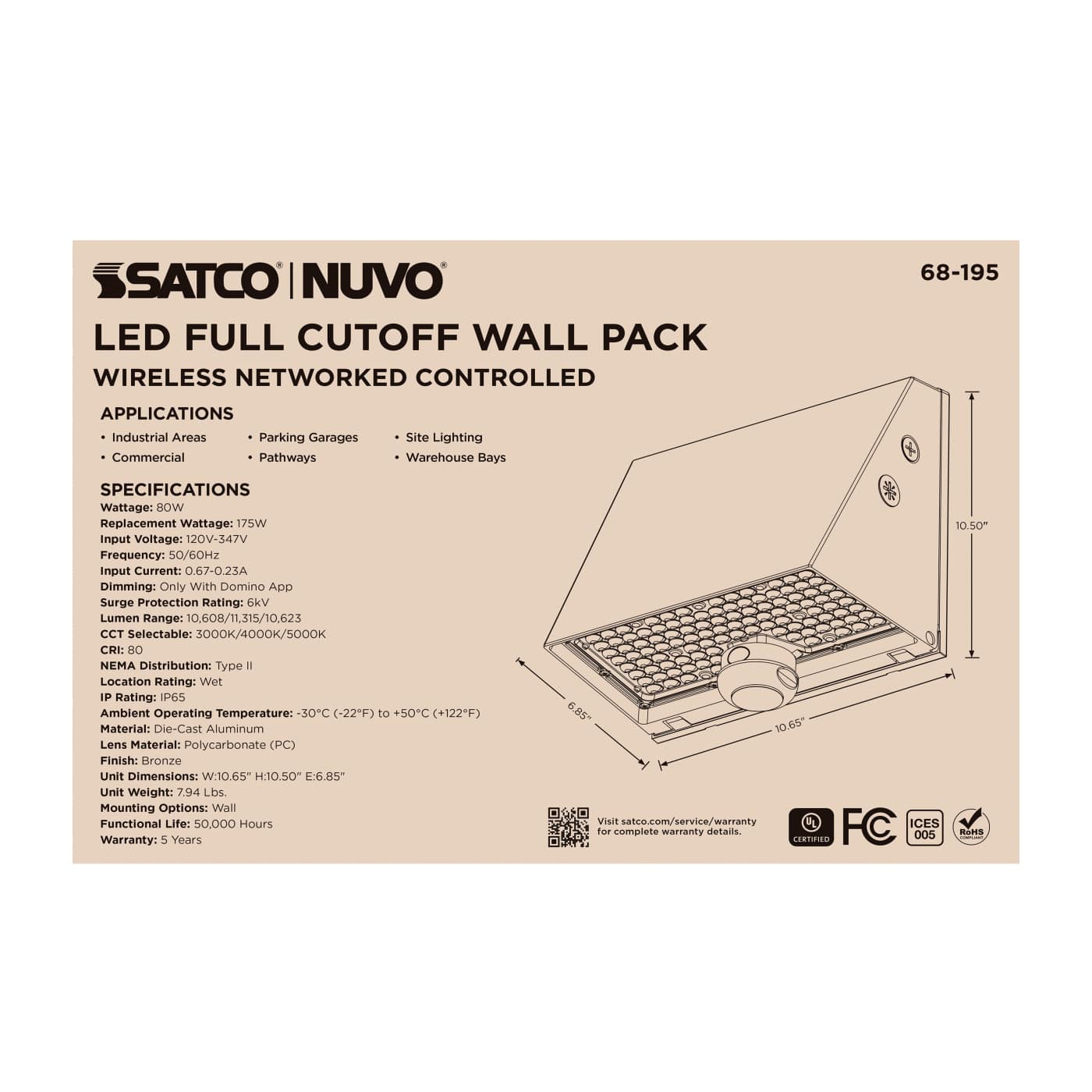 DOMINO WALL PACK 120-347V - 68-195