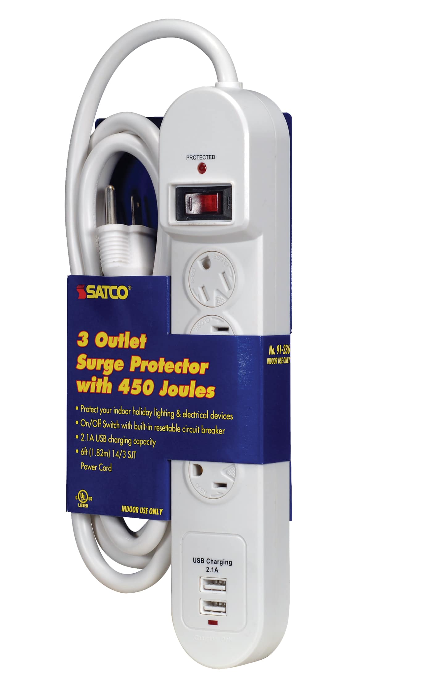 WHITE 3 OUTLET SURGE PROTECTOR - 91-236