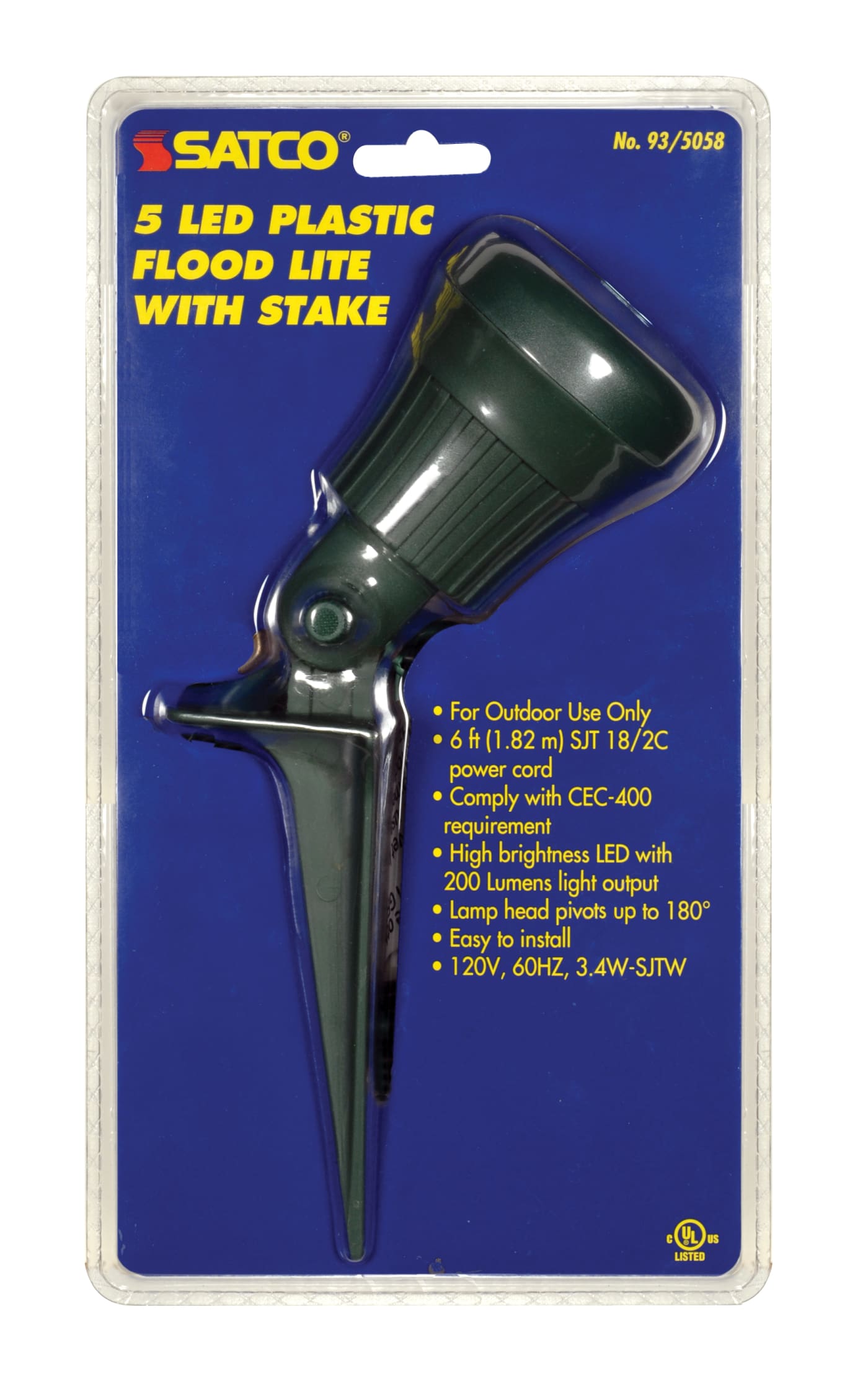 GREEN 5 LED FLOODLIGHT W/6 FT - 93-5058