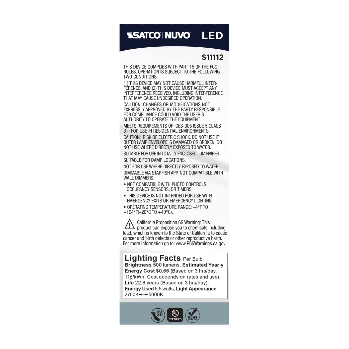 B11/5.5W/LED/RGBTW/SF/26 - S11112