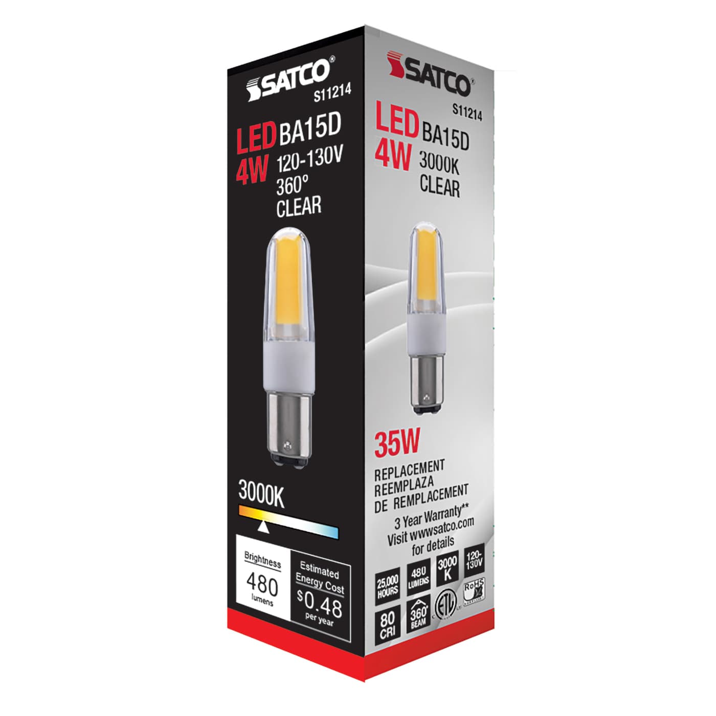LED/4W/BA15D/CL/3K/120-130V - S11214