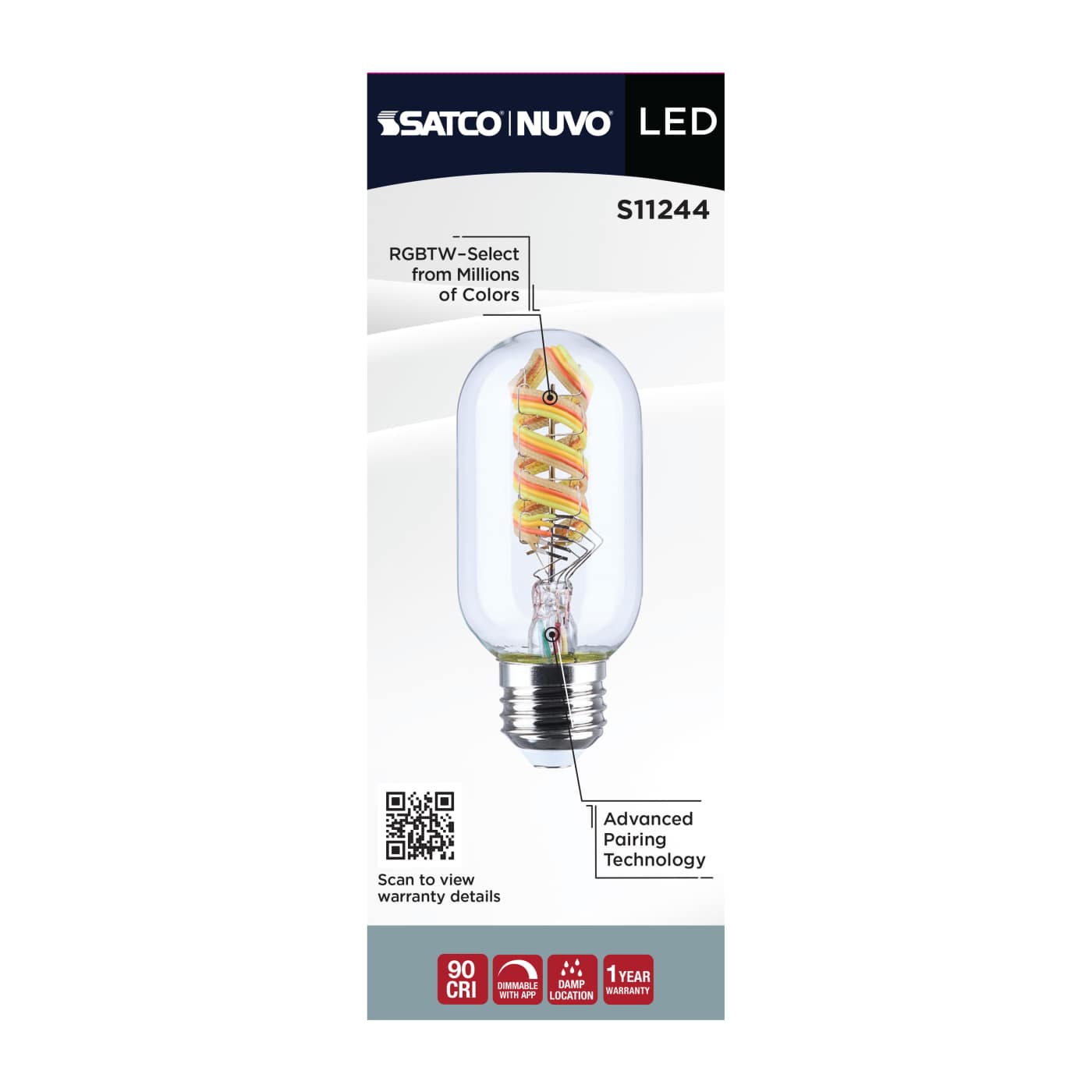 T14/5.5W/LED/RGBTW/SF/CL/E26 - S11244