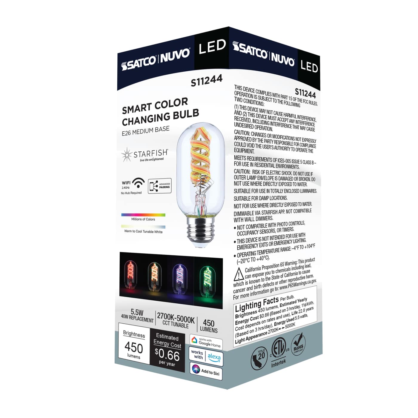 T14/5.5W/LED/RGBTW/SF/CL/E26 - S11244