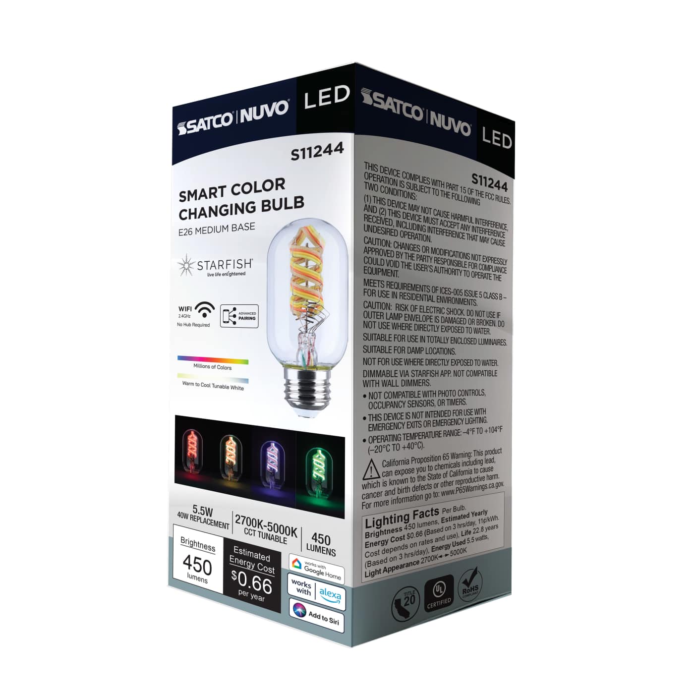 T14/5.5W/LED/RGBTW/SF/CL/E26 - S11244