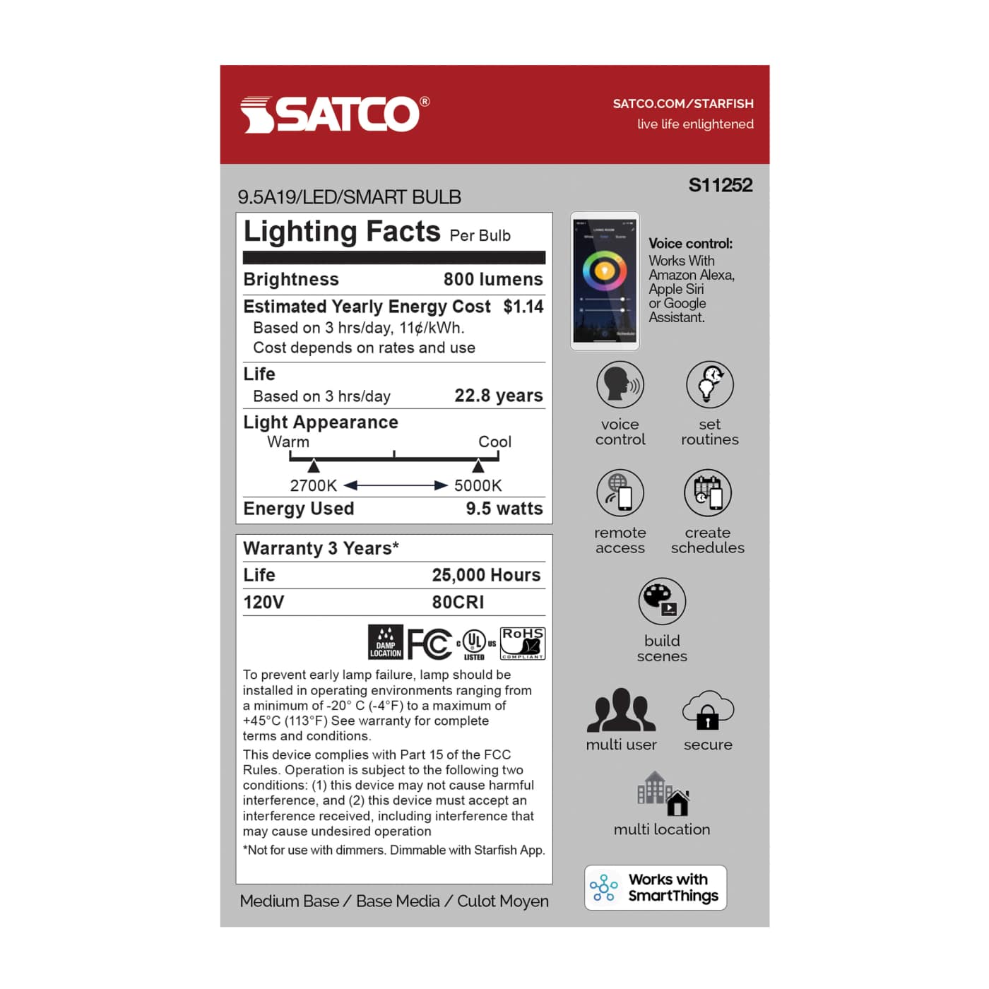 9.5A19/LED/RGB/TW/SF - S11252