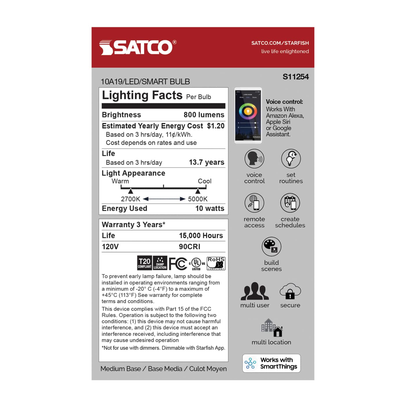 10A19/LED/RGB/TW/T20/SF - S11254