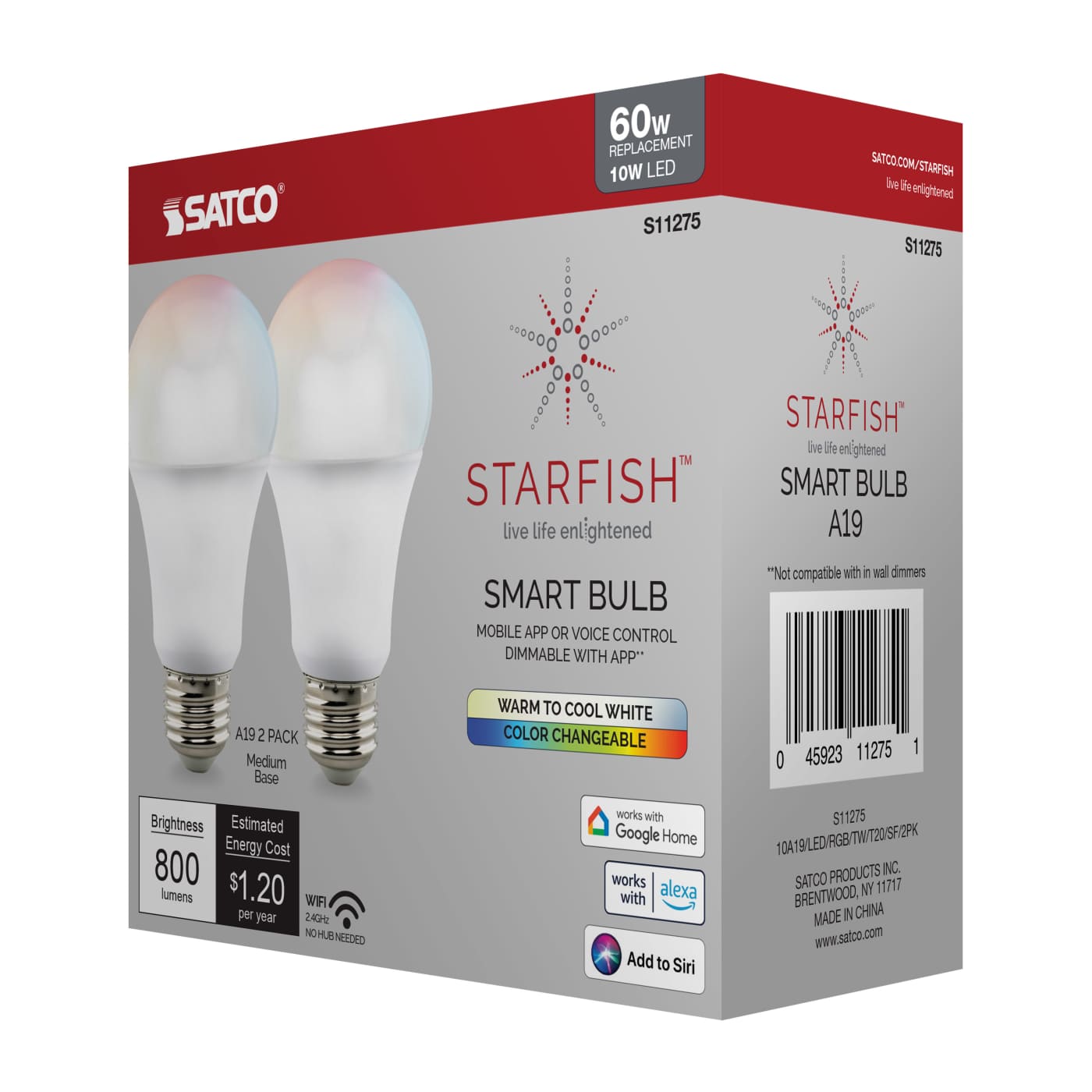 10A19/LED/RGB/TW/T20/SF/2PK - S11275