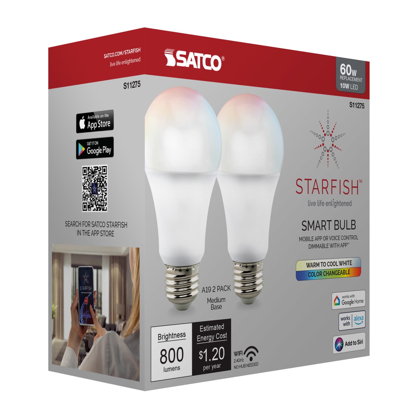 10A19/LED/RGB/TW/T20/SF/2PK - S11275