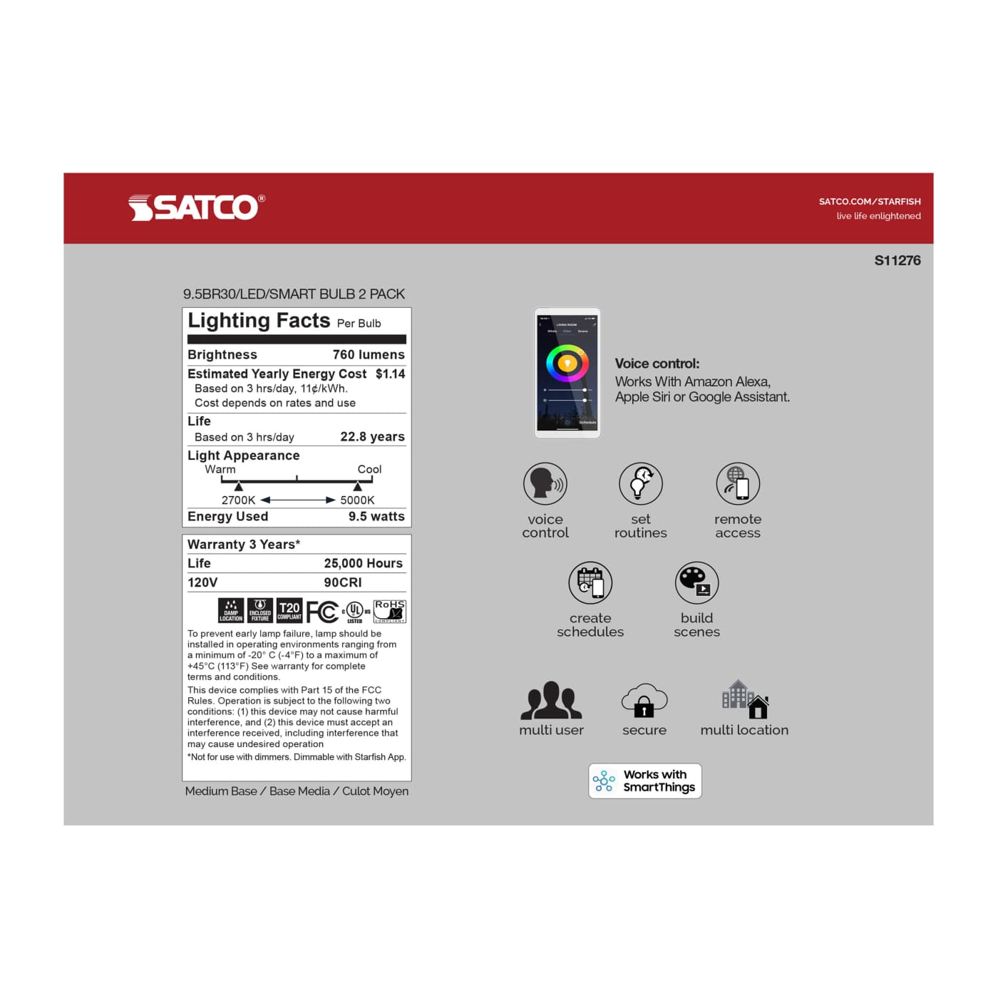 9.5BR30/LED/RGB/TW/T20/SF/2PK - S11276