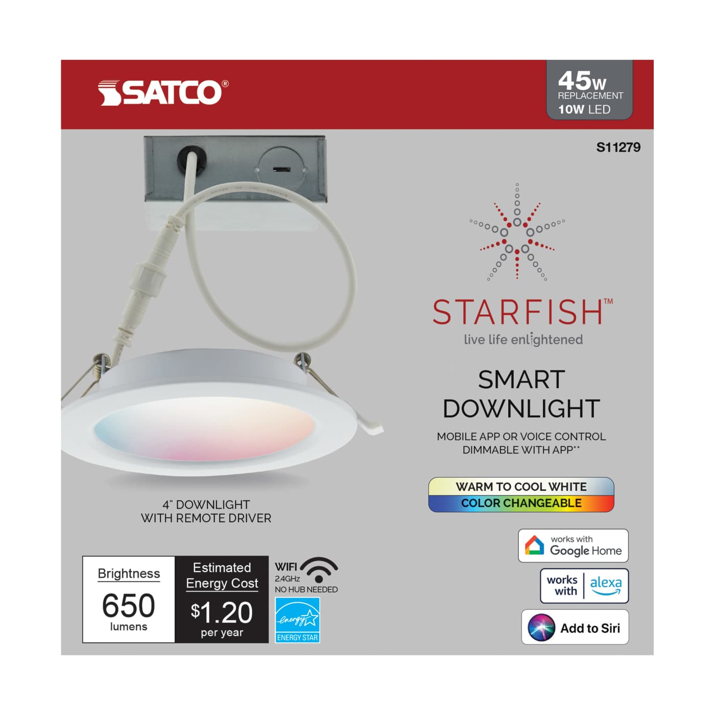 10WLED/DW/4"/RGB/TW/RD/T24/SF - S11279