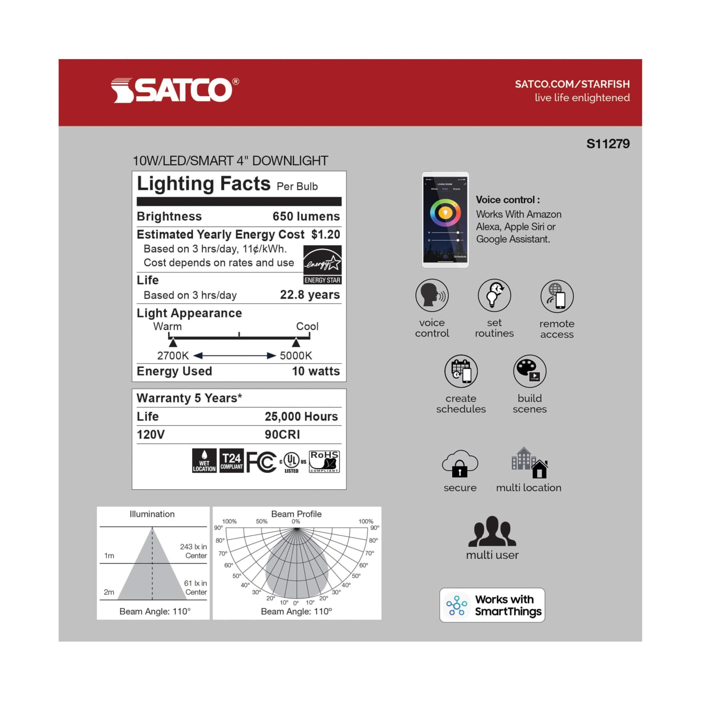 10WLED/DW/4"/RGB/TW/RD/T24/SF - S11279