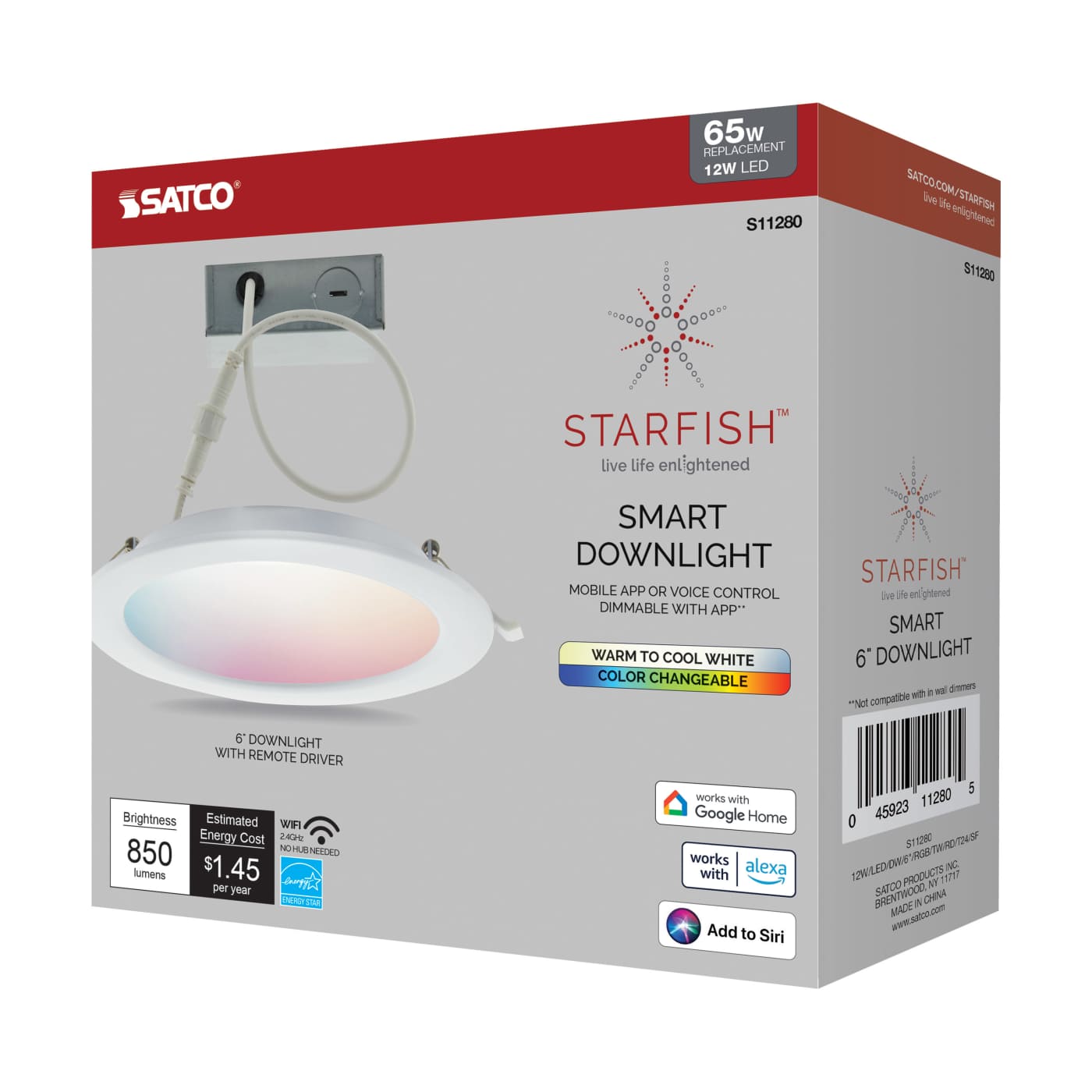 12WLED/DW/6"/RGB/TW/RD/T24/SF - S11280