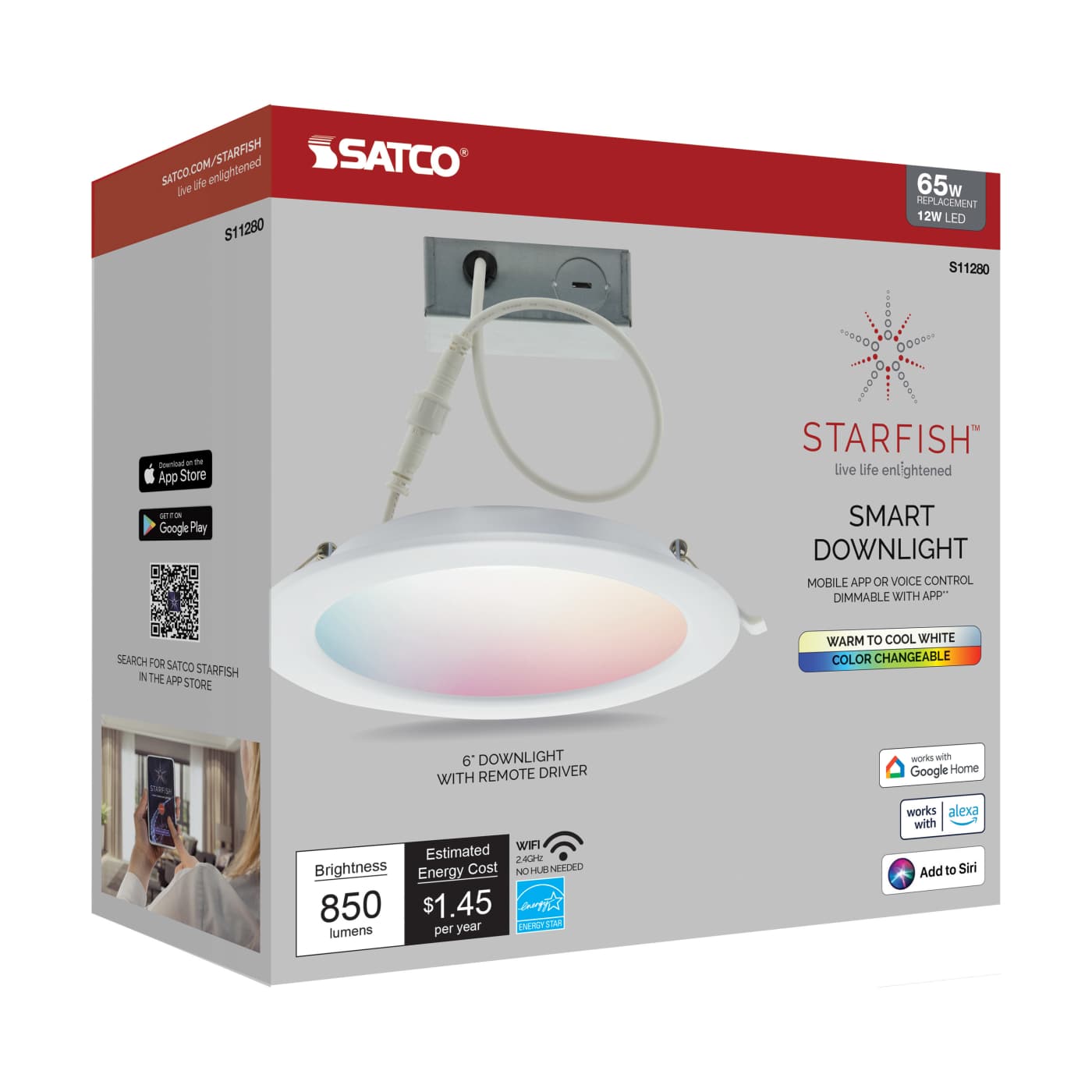 12WLED/DW/6"/RGB/TW/RD/T24/SF - S11280