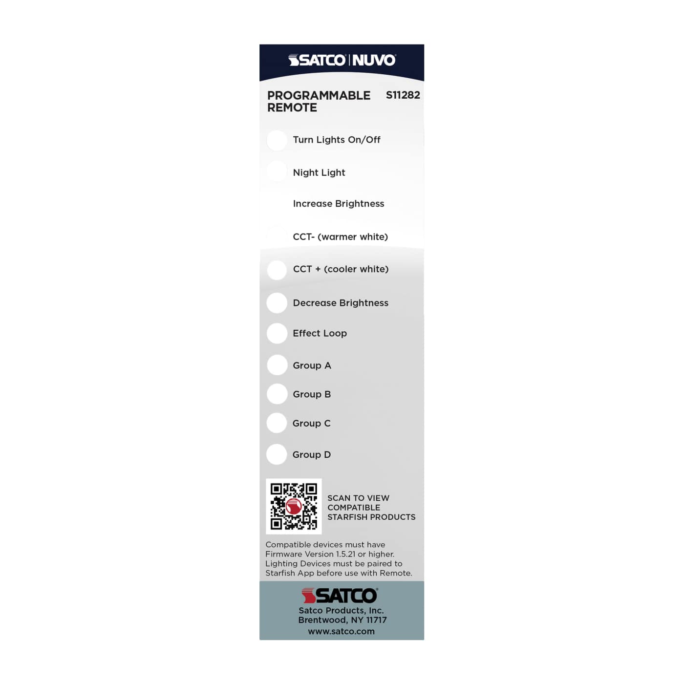 REMOTE FOR STARFISH LIGHTING - S11282