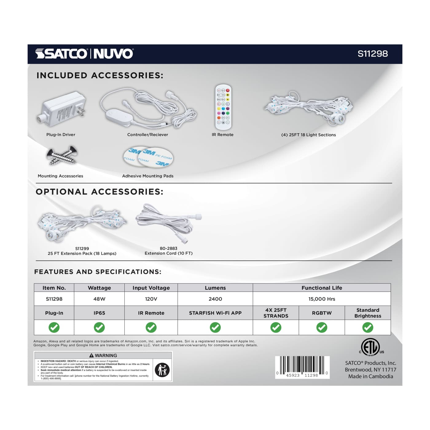 100FT/72LED/PSL/SF/RGBTWIC - S11298