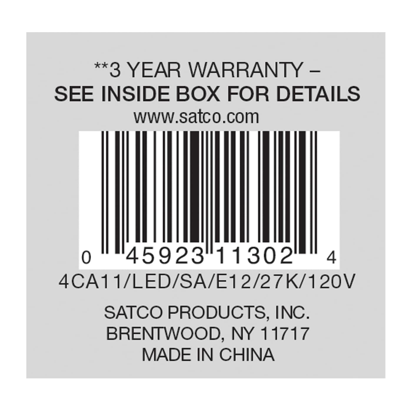 4CA11/LED/SA/E12/27K/120V - S11302