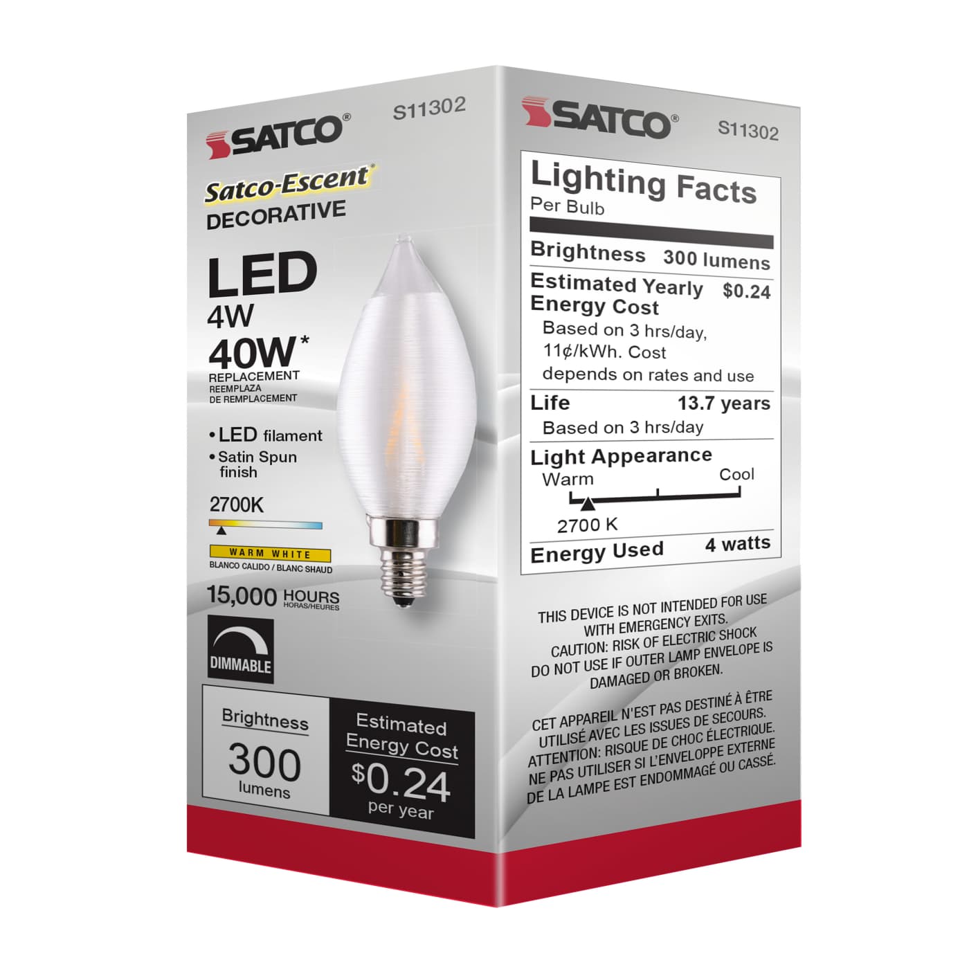 4CA11/LED/SA/E12/27K/120V - S11302