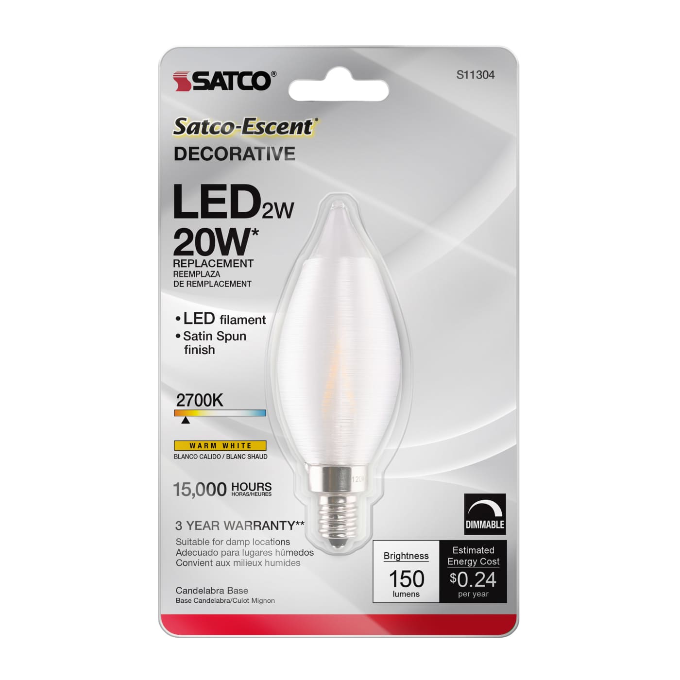 2CA11/LED/SA/E12/27K/120V/CD - S11304