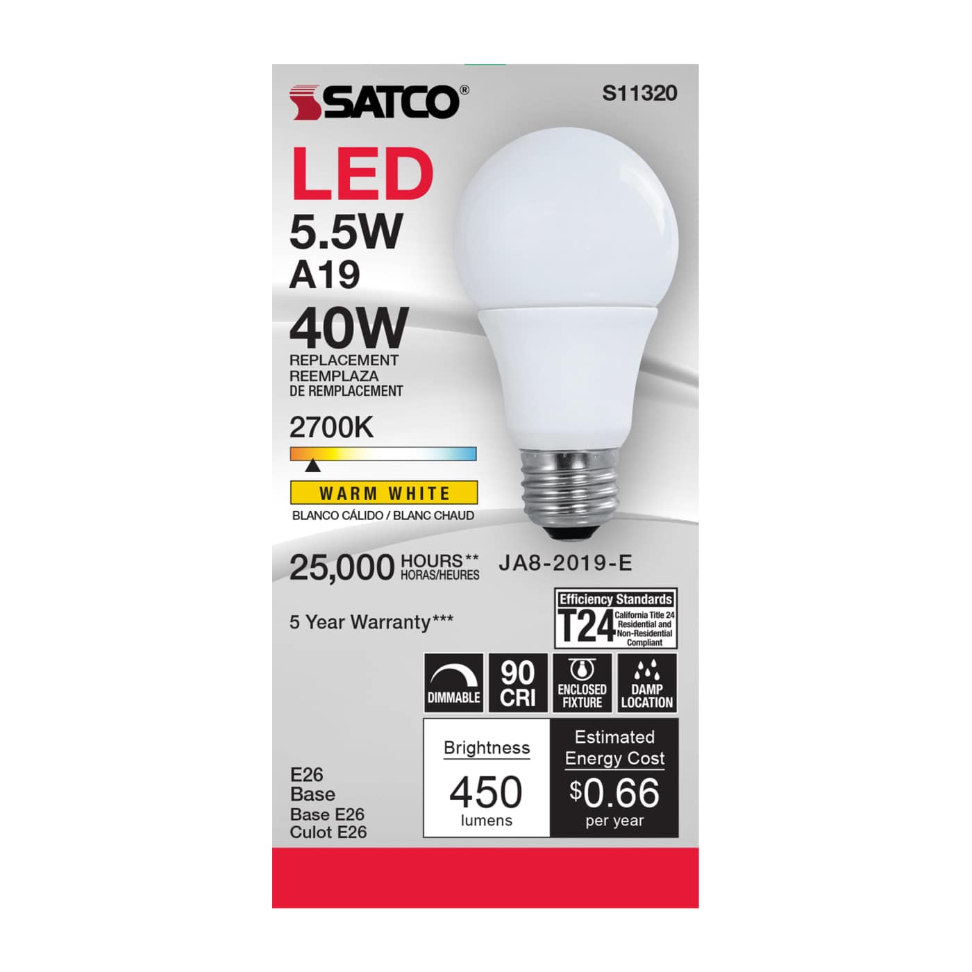 5.5A19/LED/927/120V/D - S11320