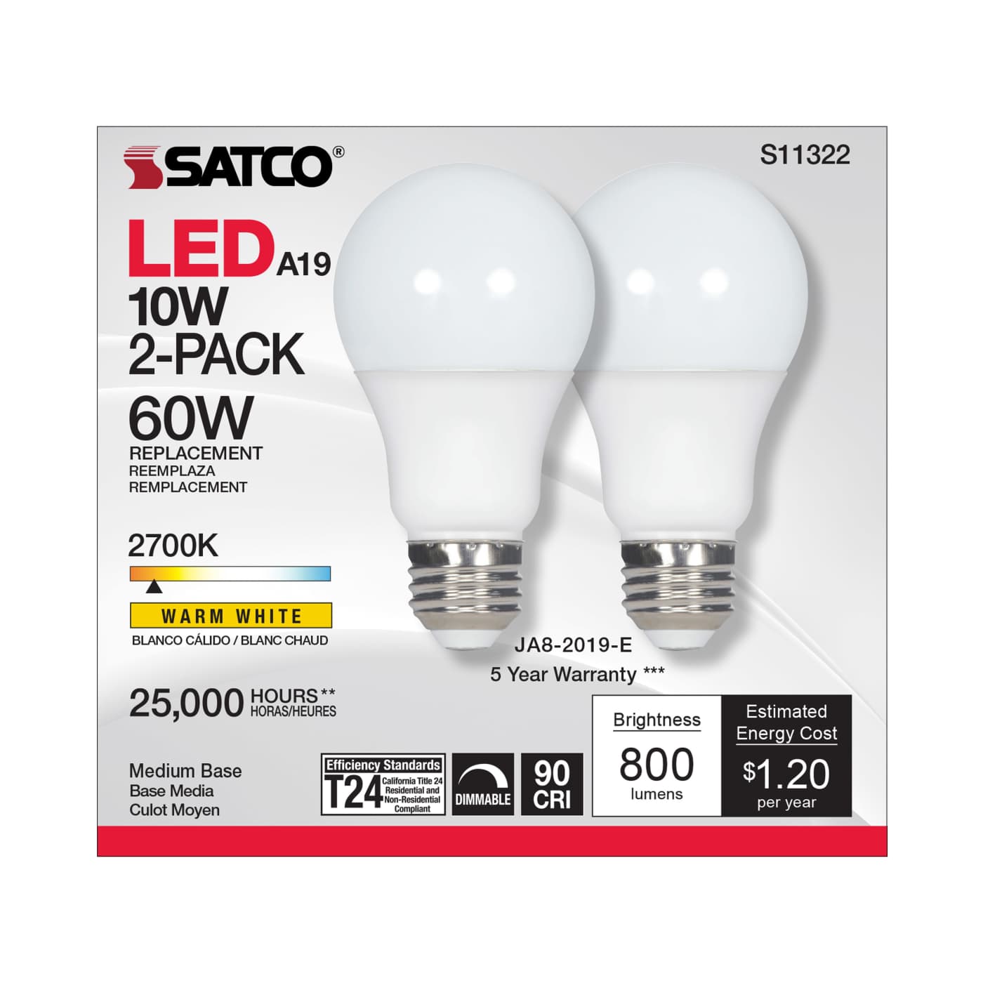 10A19/LED/927/120V/D/2PK - S11322