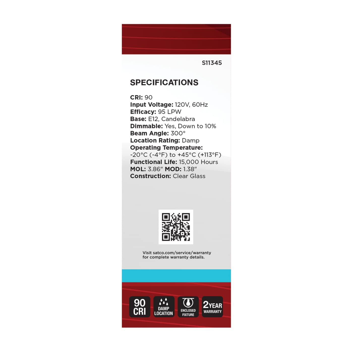 8W/CTC/LED/950/120V/E12 - S11345