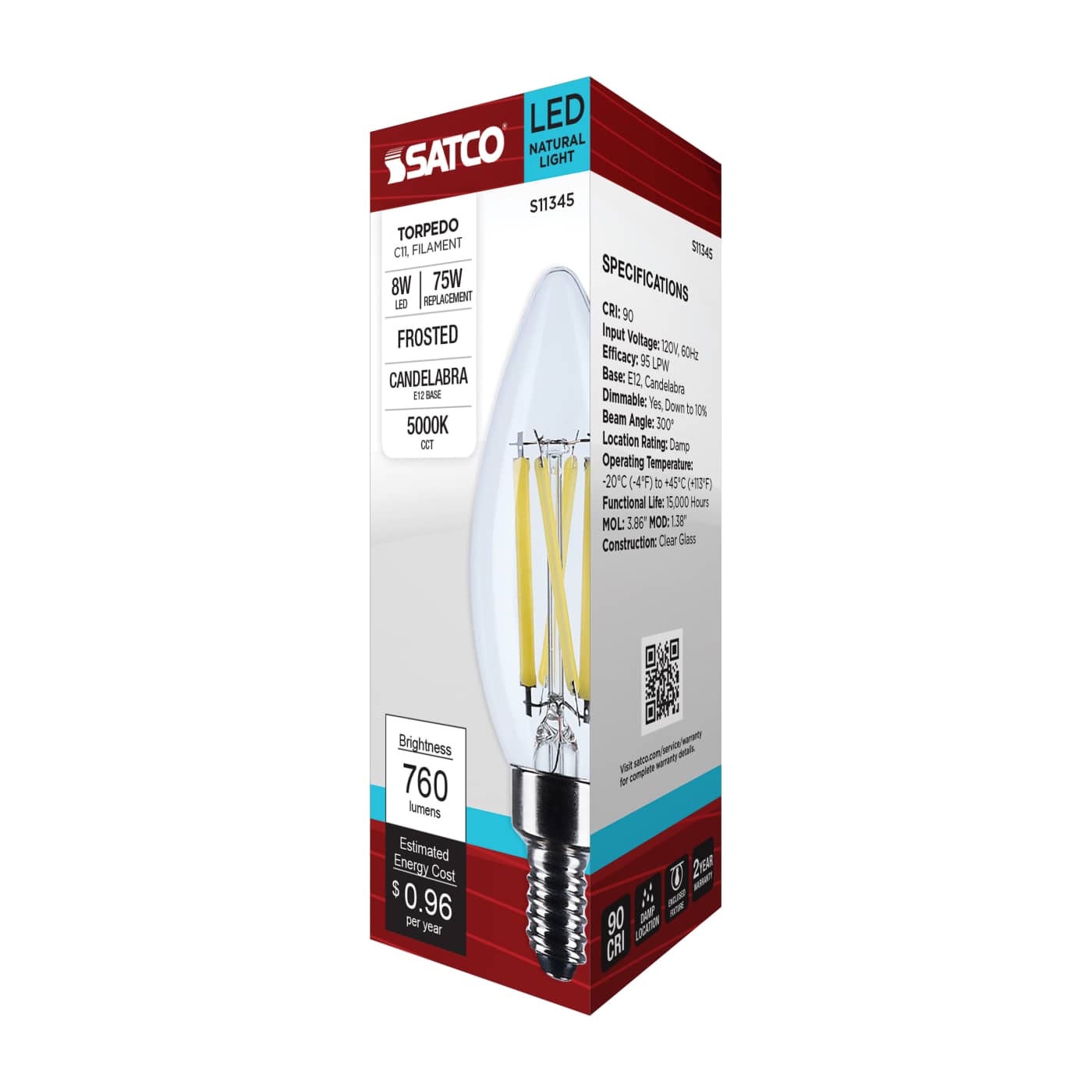 8W/CTC/LED/950/120V/E12 - S11345