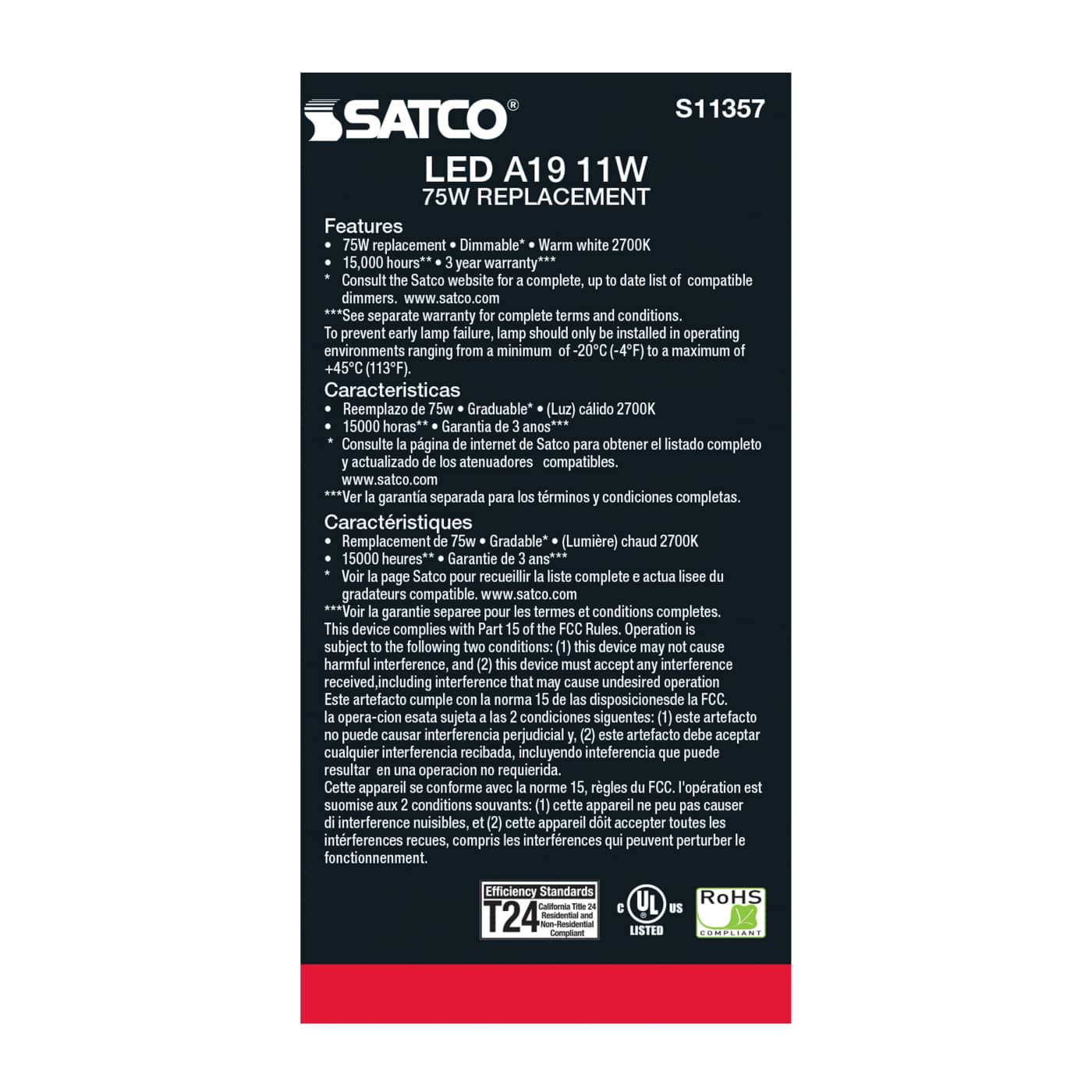 11A19/LED/927/CL/120V - S11357