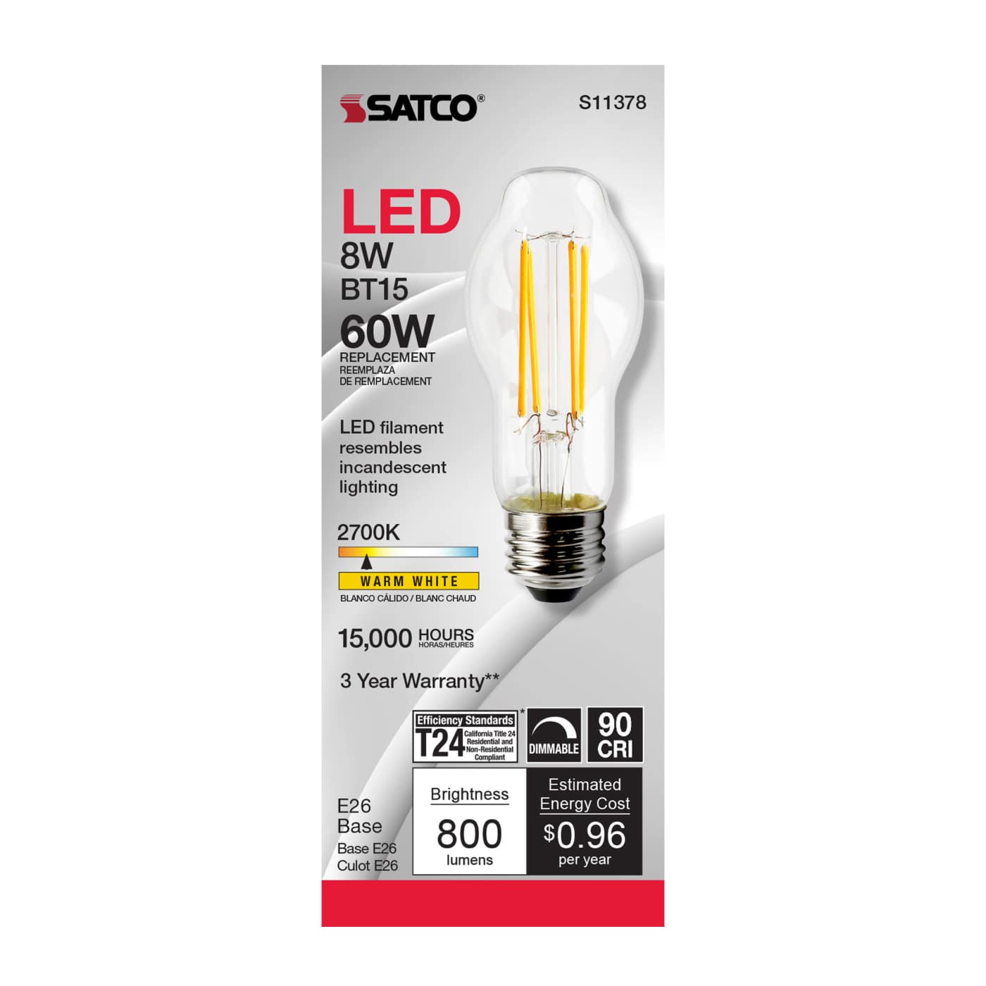 8BT15/LED/927/CL/120V - S11378