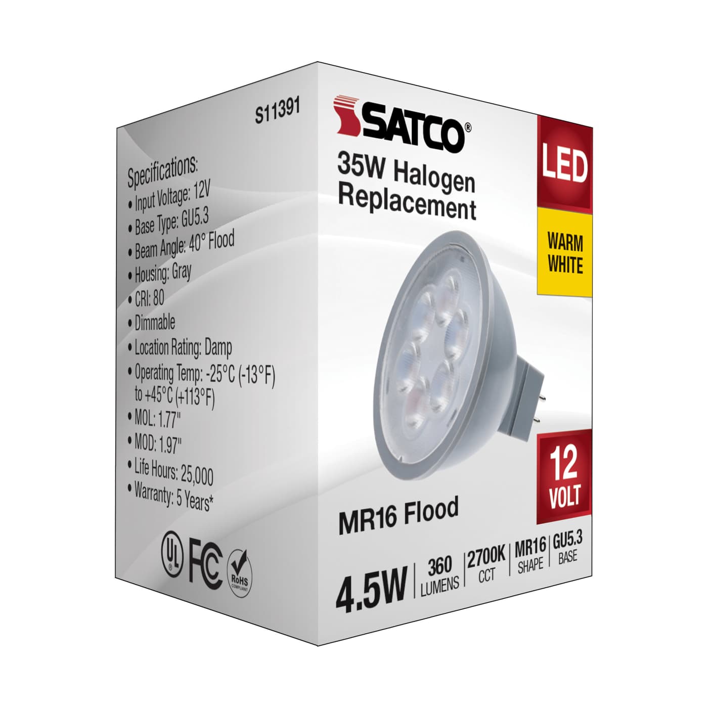4.5MR16/LED/40'/827/12V - S11391